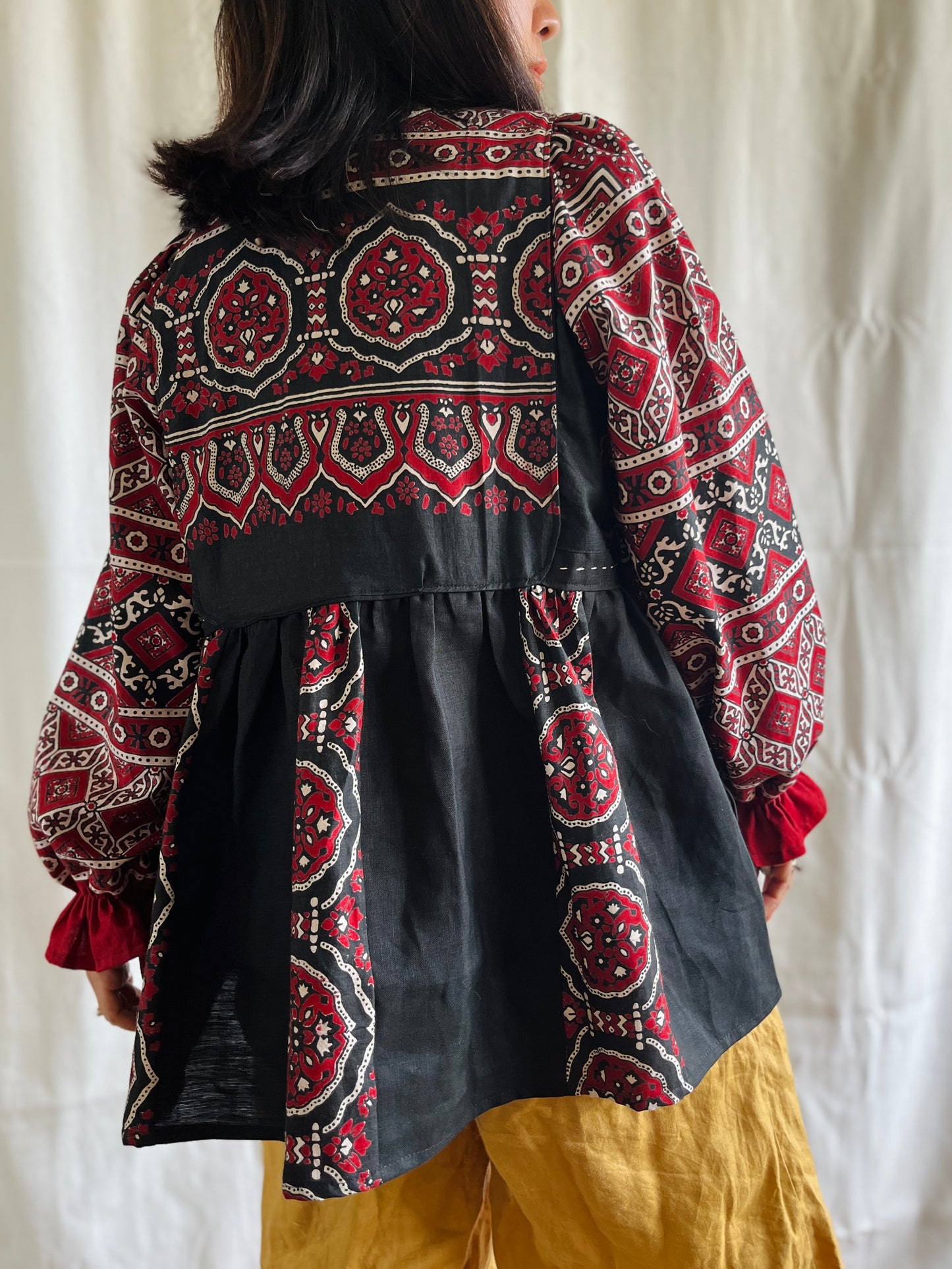 Silky Block Print Goddess Tunic/ Light Jacket