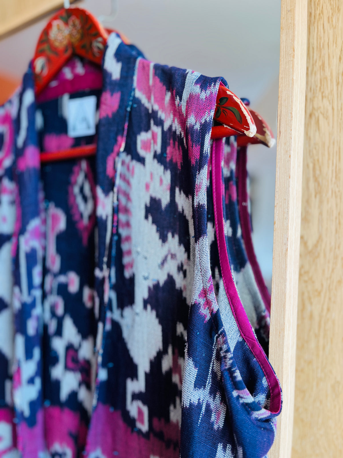 Vintage Ikat textile turns long vest