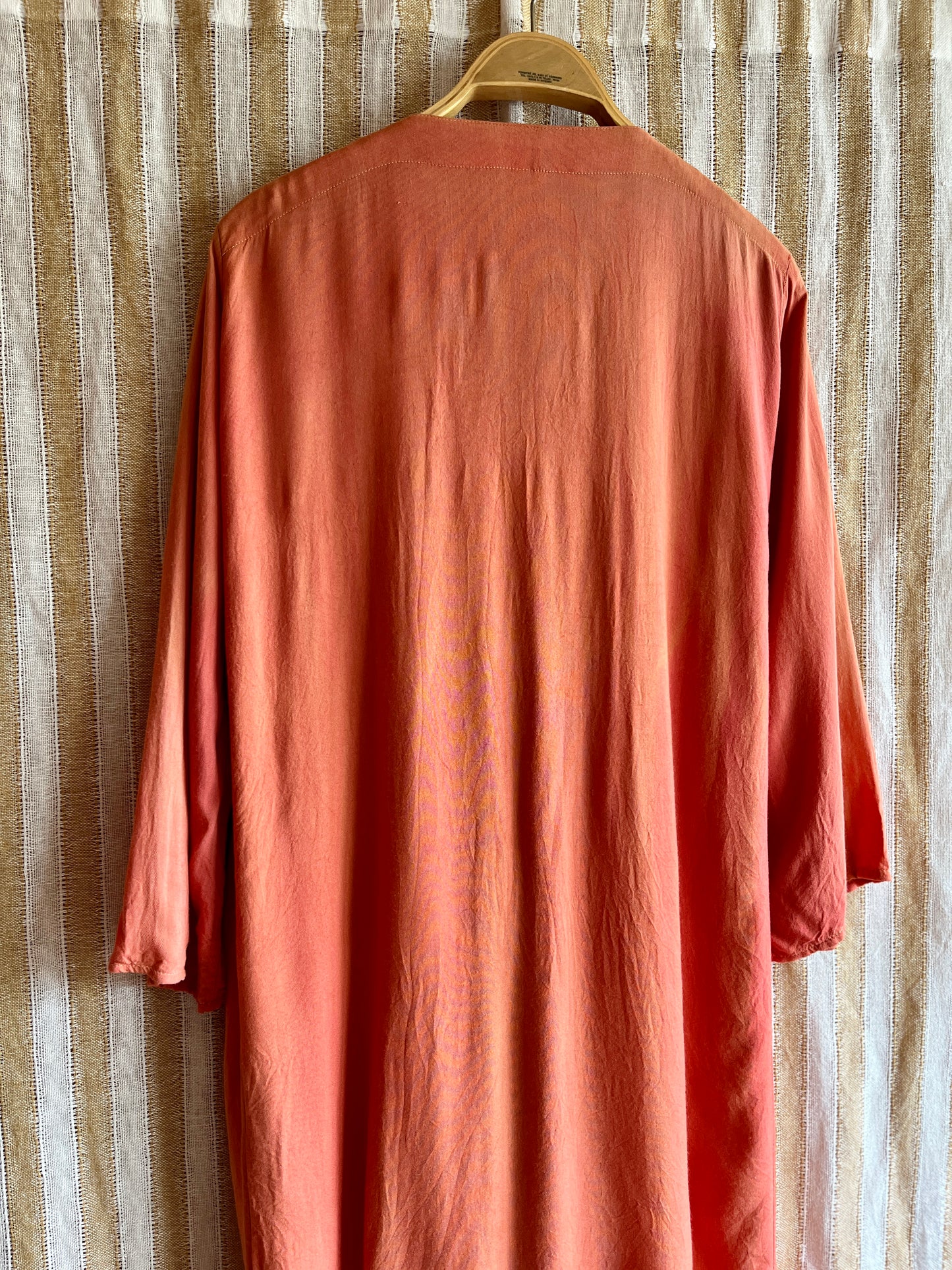 Fading Apricot orange silk embroidered pleated dress