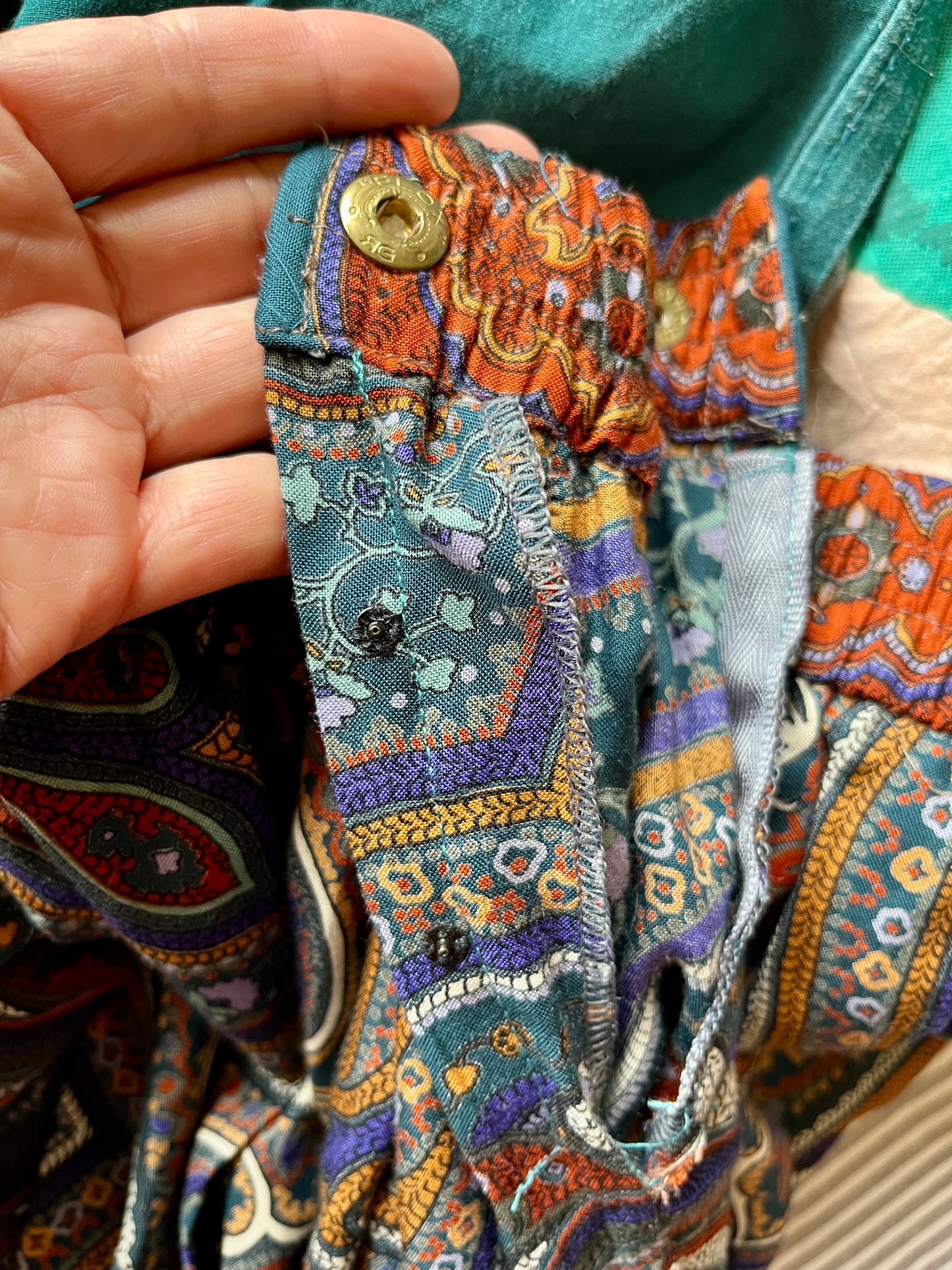 Handmade vintage 70s Bottom Quilted A-line Skirt