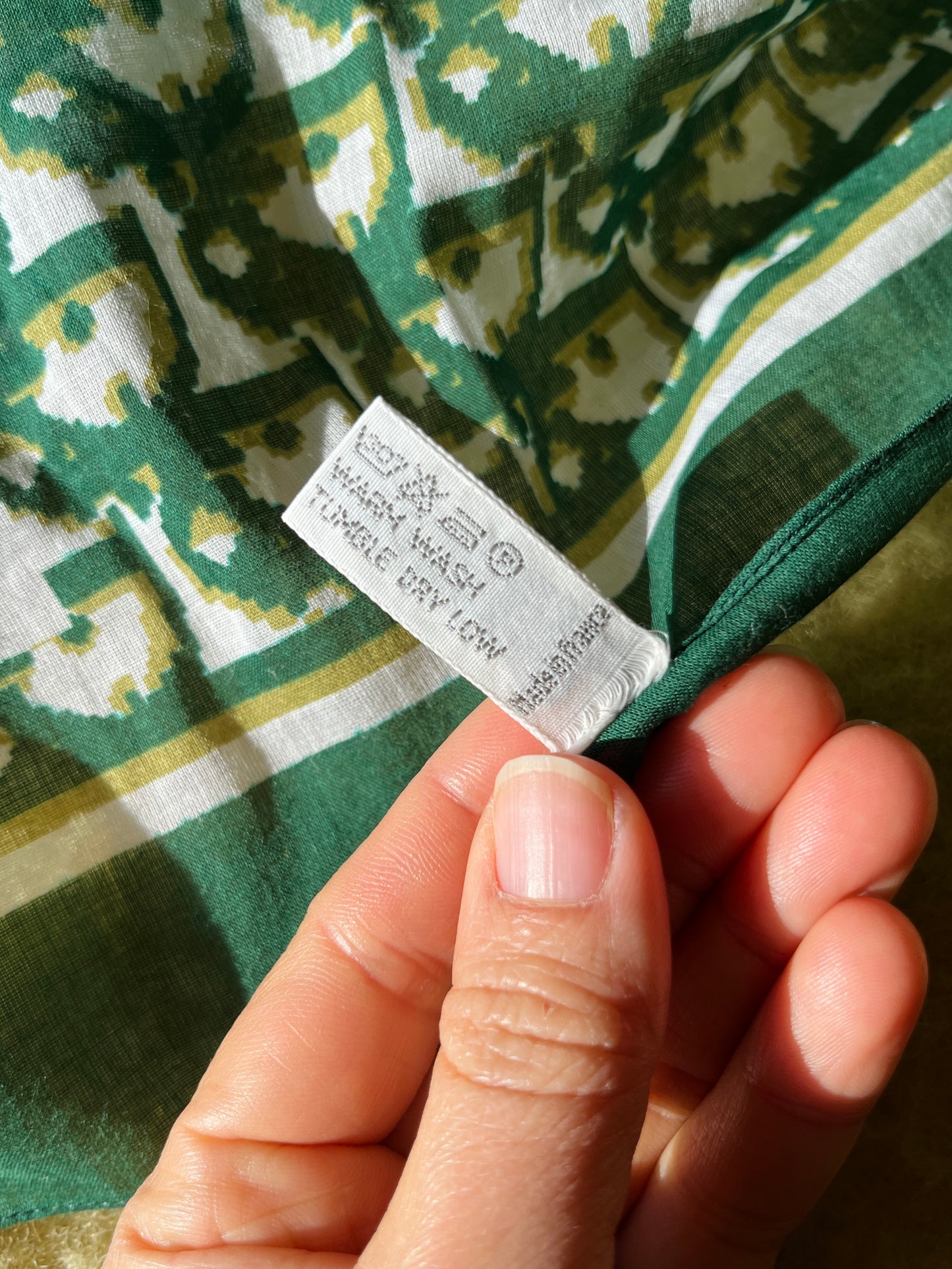 Vintage Christian Dior Monogram Green Cotton Square Scarf