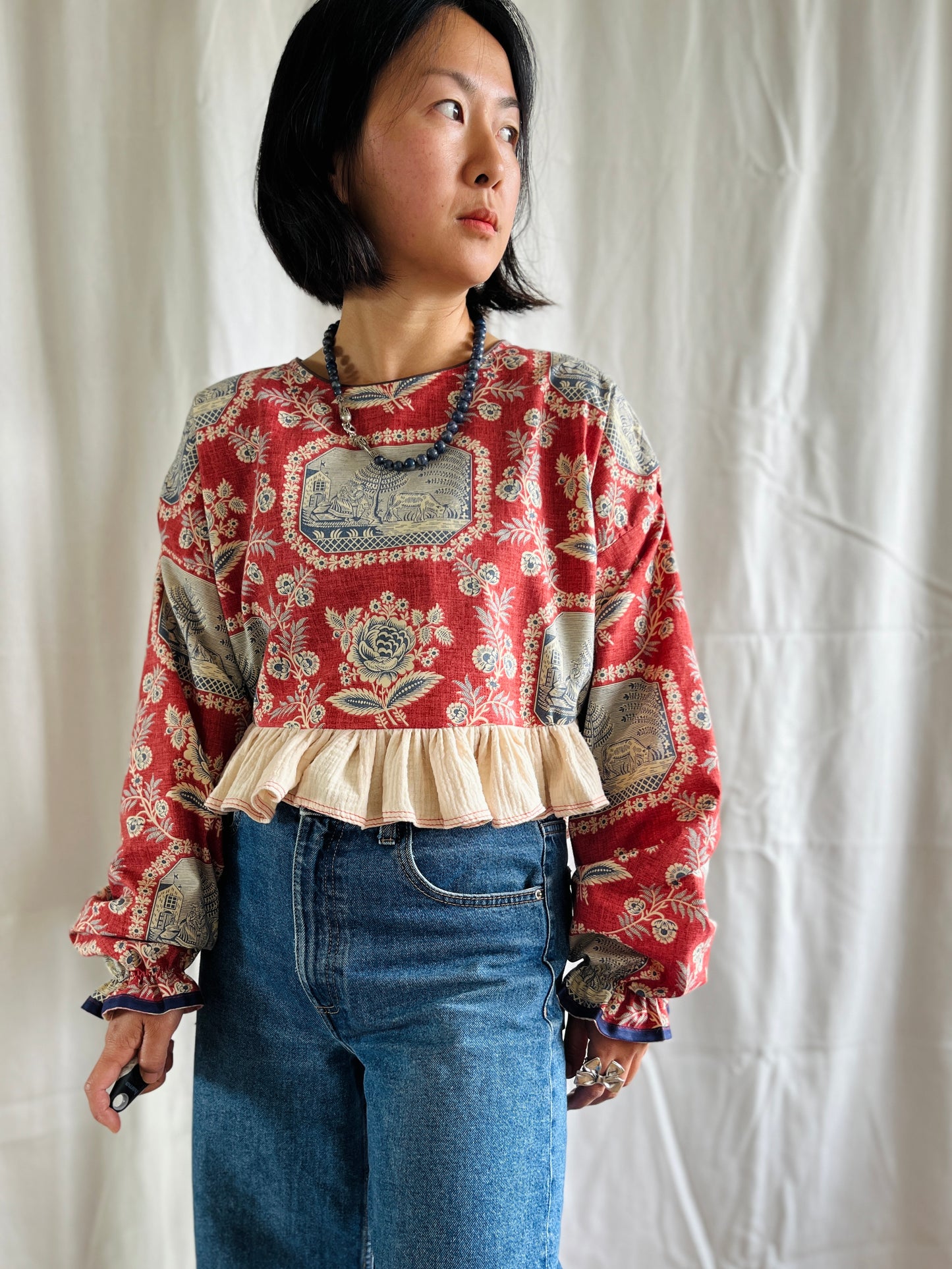 🏵️ Antique French Textile Dolly Top
