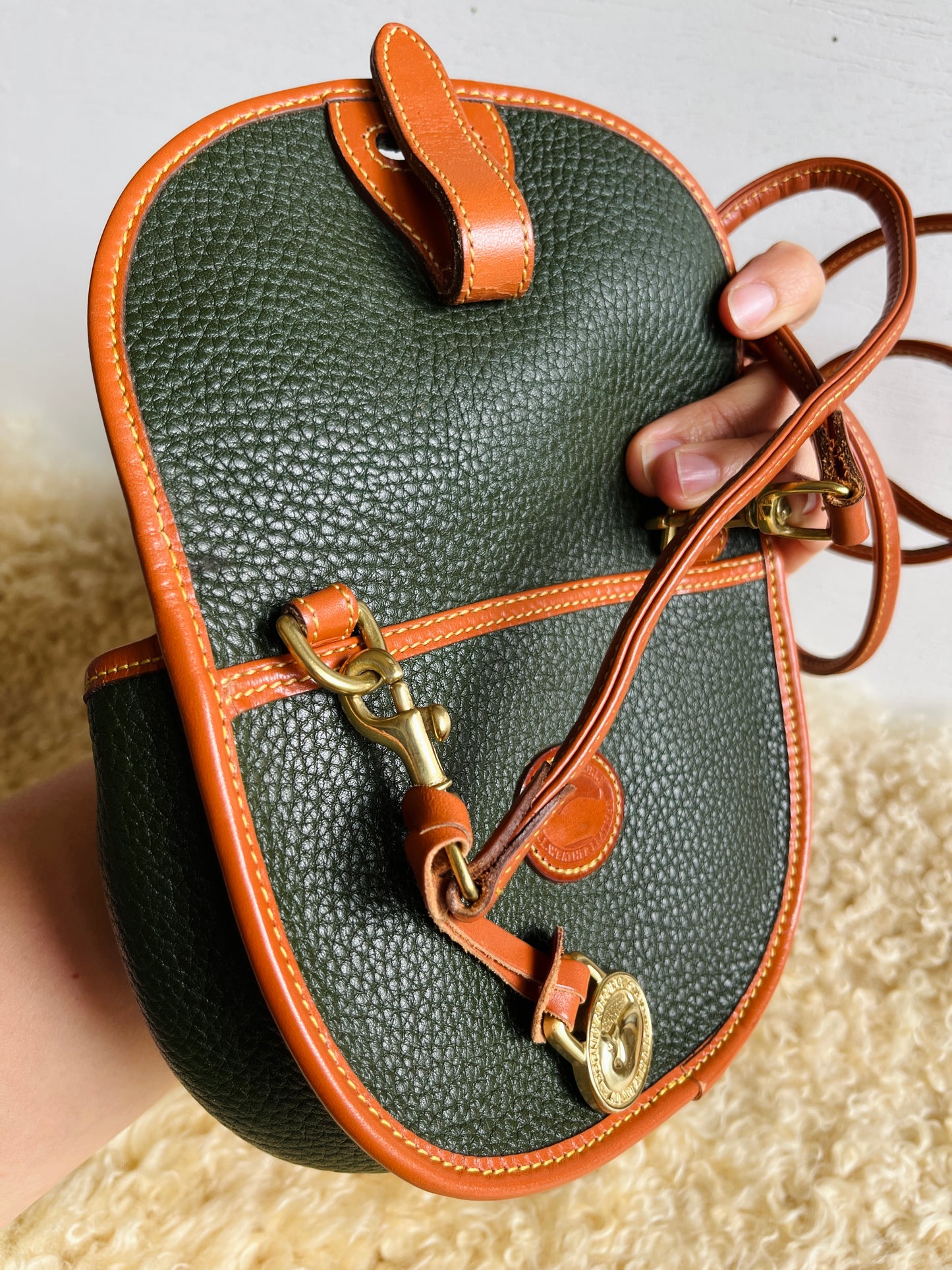 1990s Forest Green British Tan Mini Flap Bag