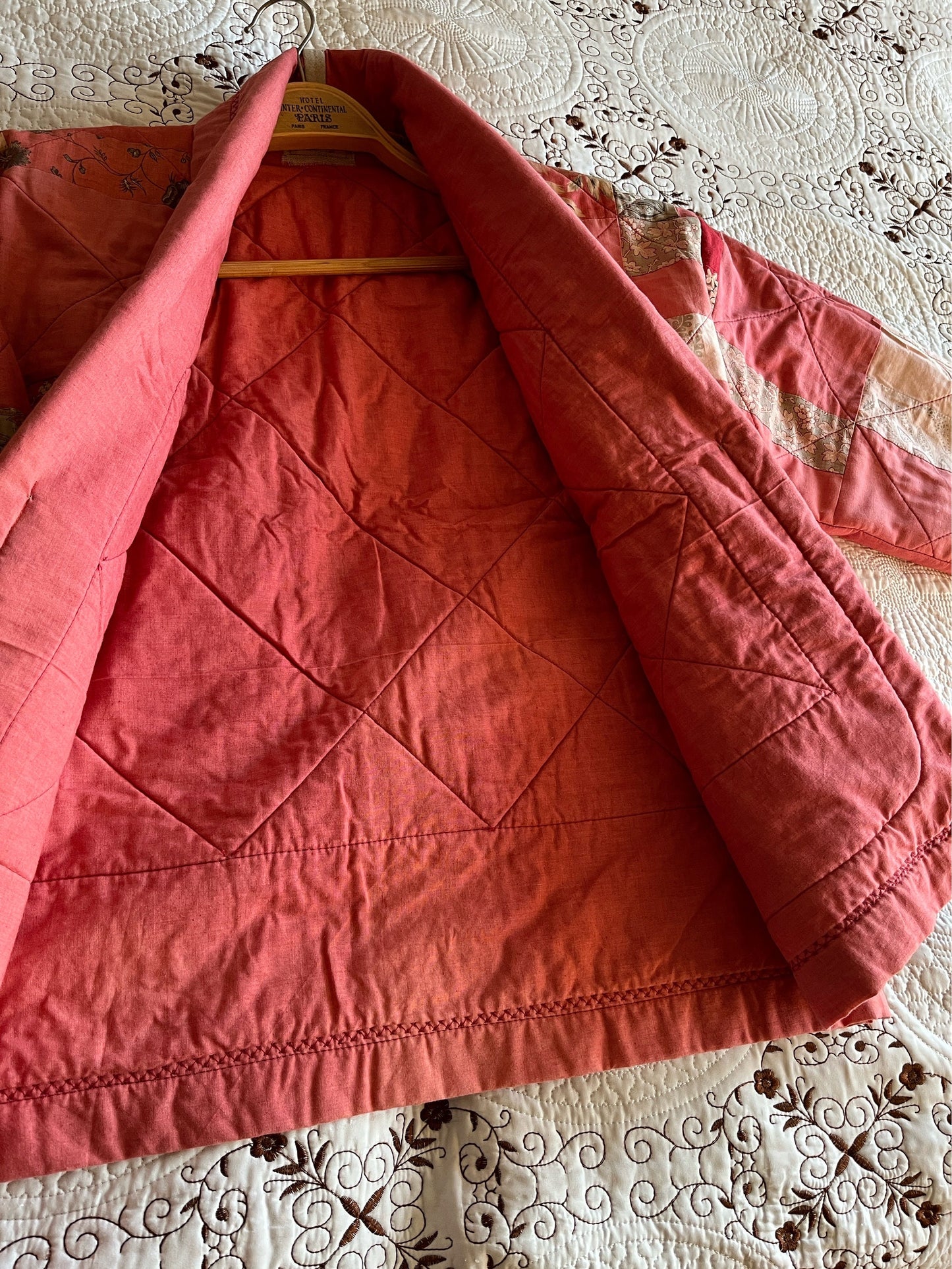 Vintage quilted blanket turns Spring Kimono jacket