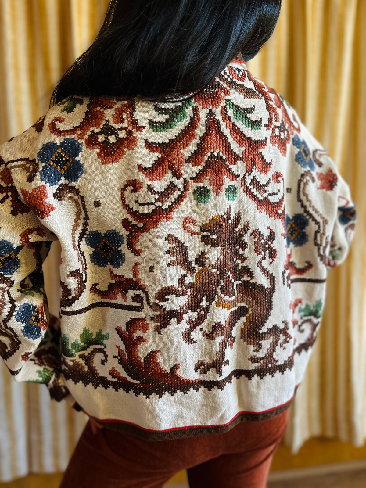 Ancient Wild Dragon Embroidered Bomber Jacket