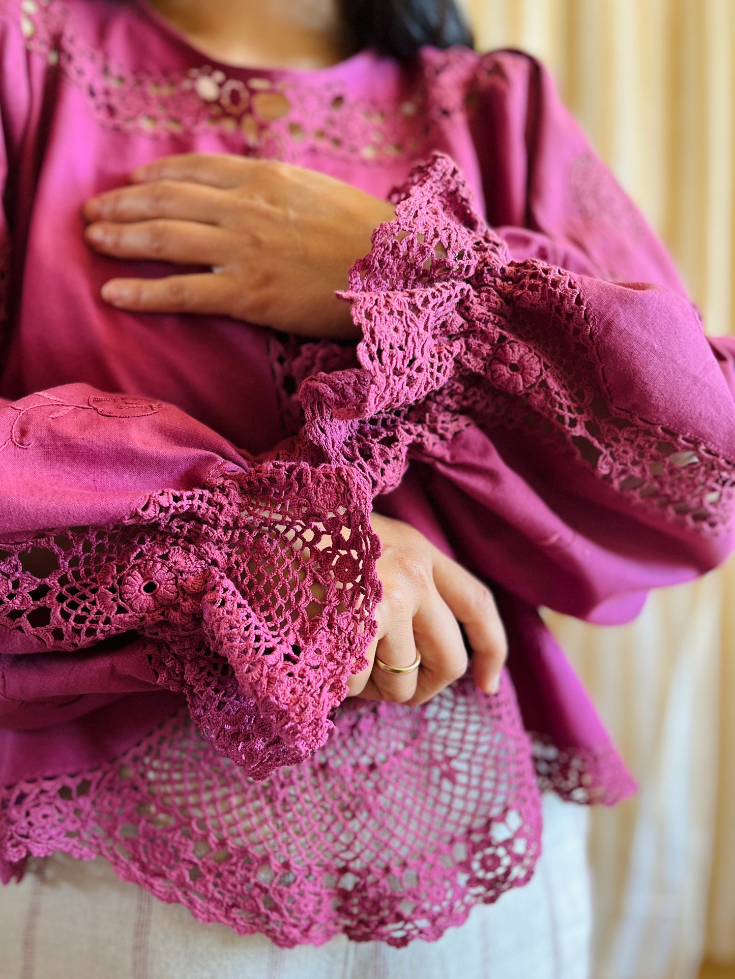 Passion Dyes - Circular crochet blouse in Red Wine