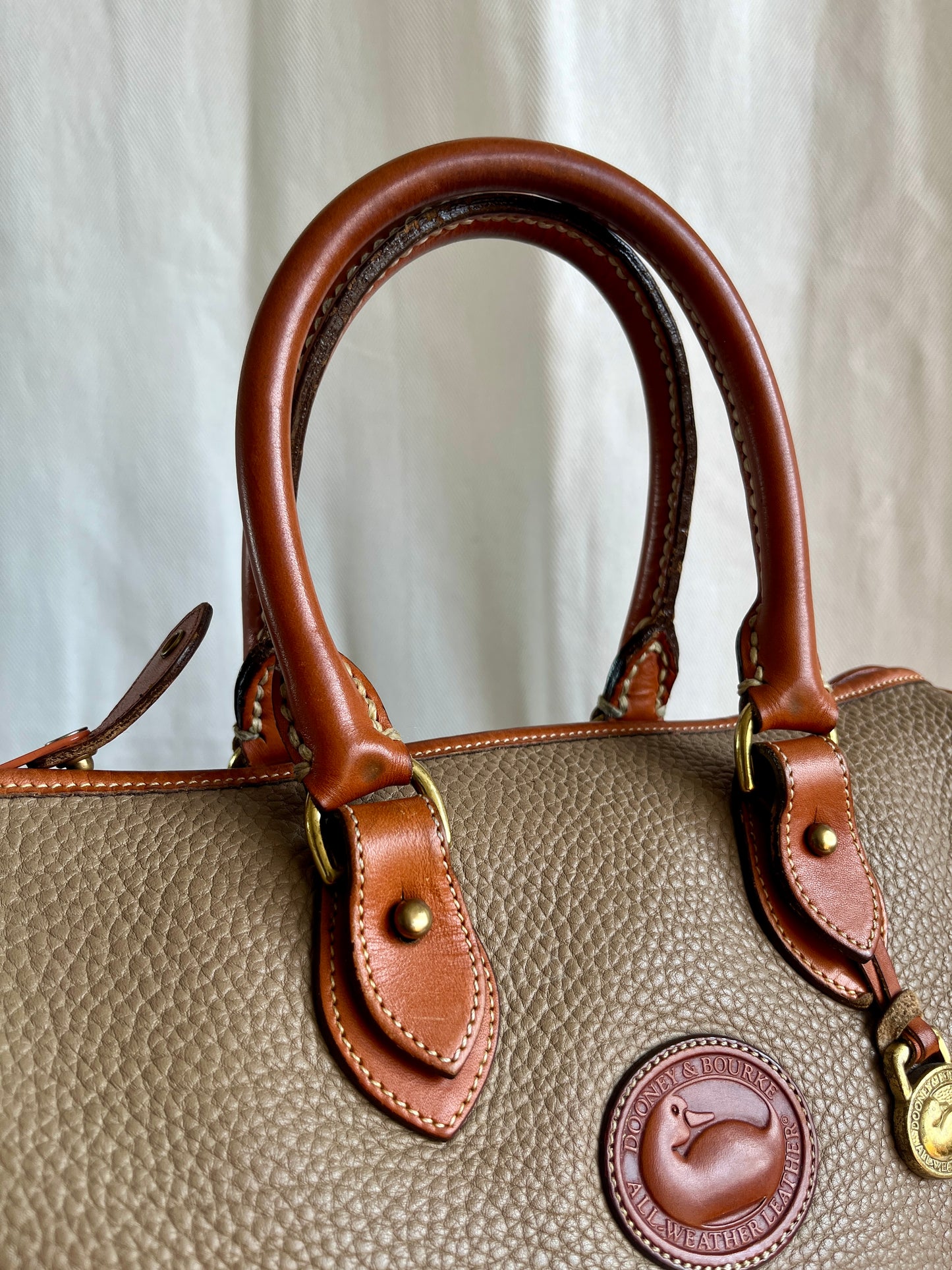 Taupe/British Tan R38 Largest Speedy Doctor's Bag Satchel with Strap