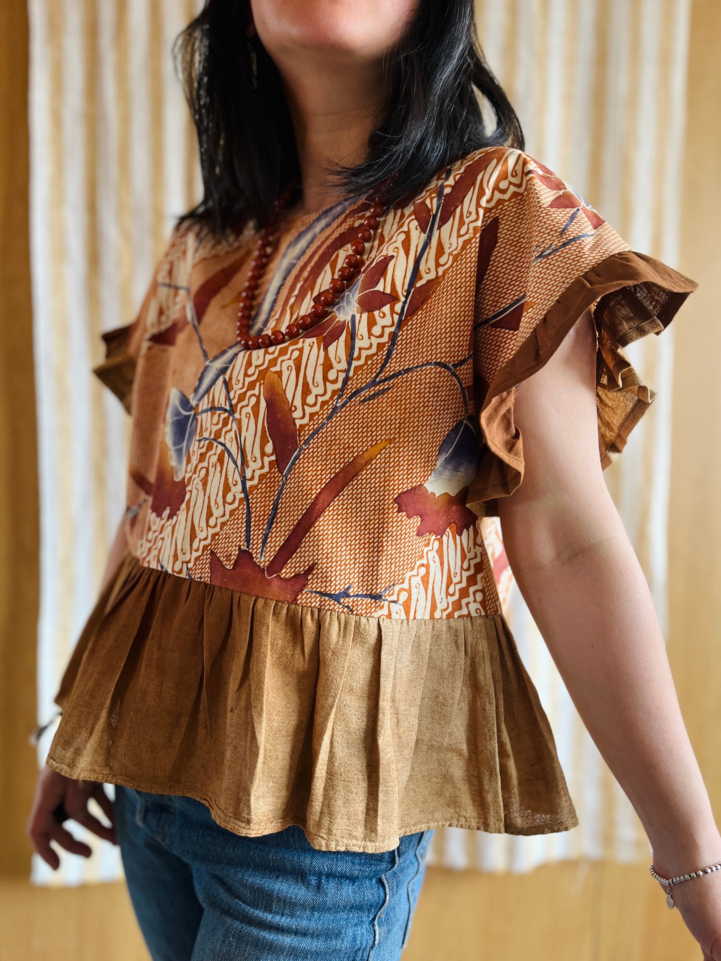 Vintage Batik and berry farmer cheesecloth dolly top