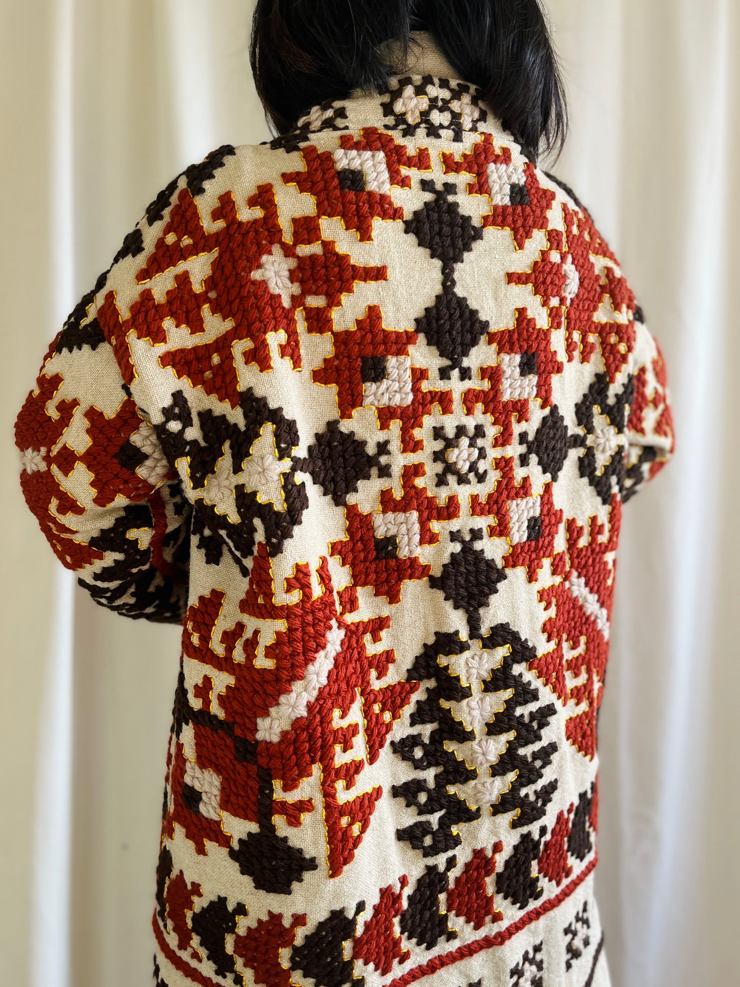 🎴 The witch coat I - Wool and Heavy linen embroidery Kimono