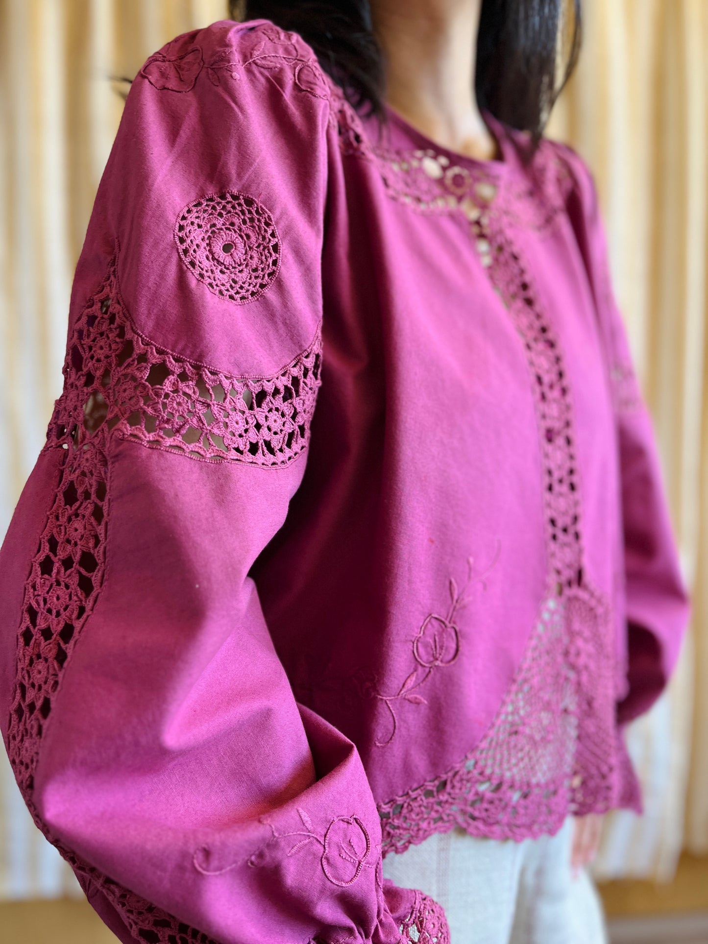 Passion Dyes - Circular crochet blouse in Red Wine