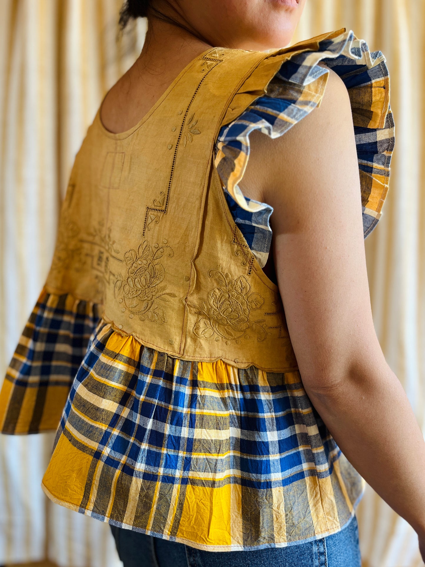 Passion Dyes - Gold gingham double ruffled Dolly