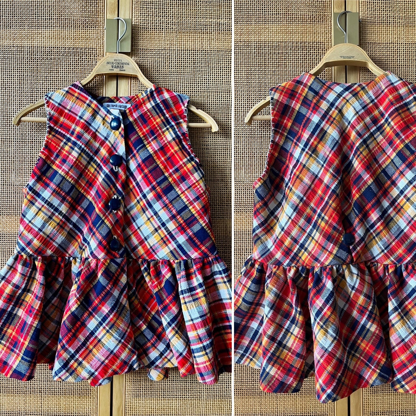 Repurposed Woven Skirt turns 60s pleated vest Waistcoat