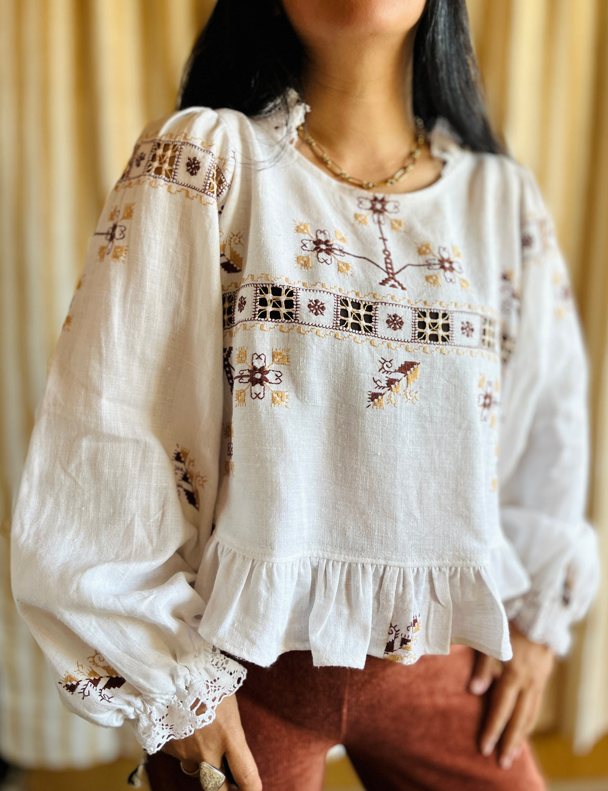 Lagartera Embroidered goddess blouse