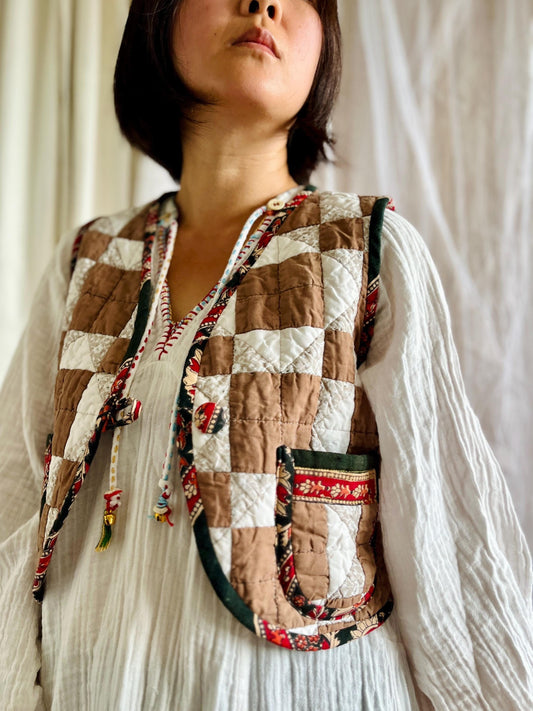 Reversible vintage hand quilted waistcoat