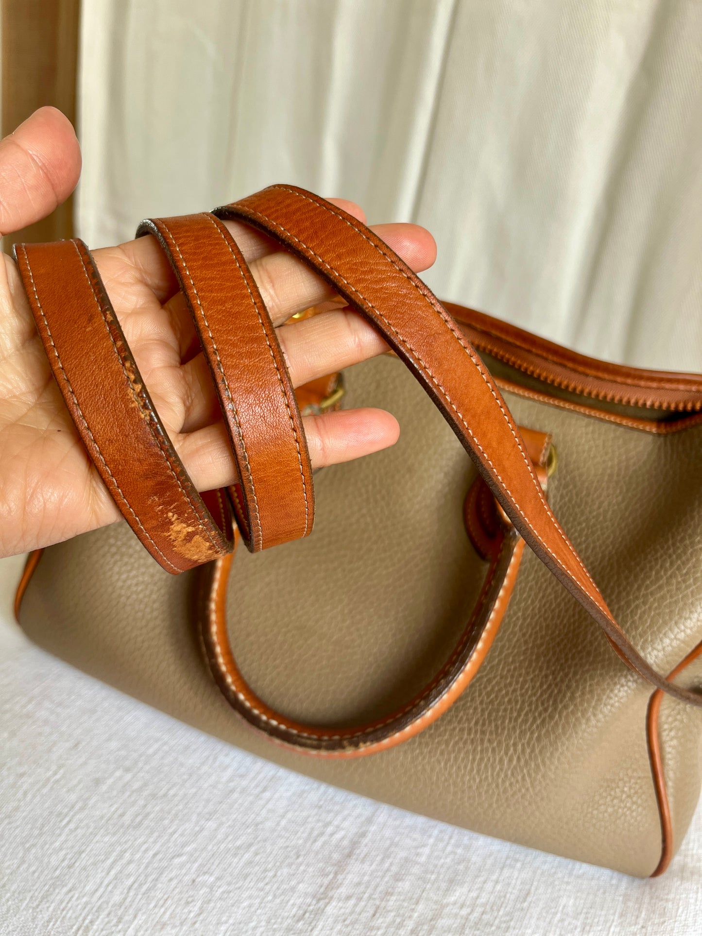 Taupe/British Tan R38 Largest Speedy Doctor's Bag Satchel with Strap