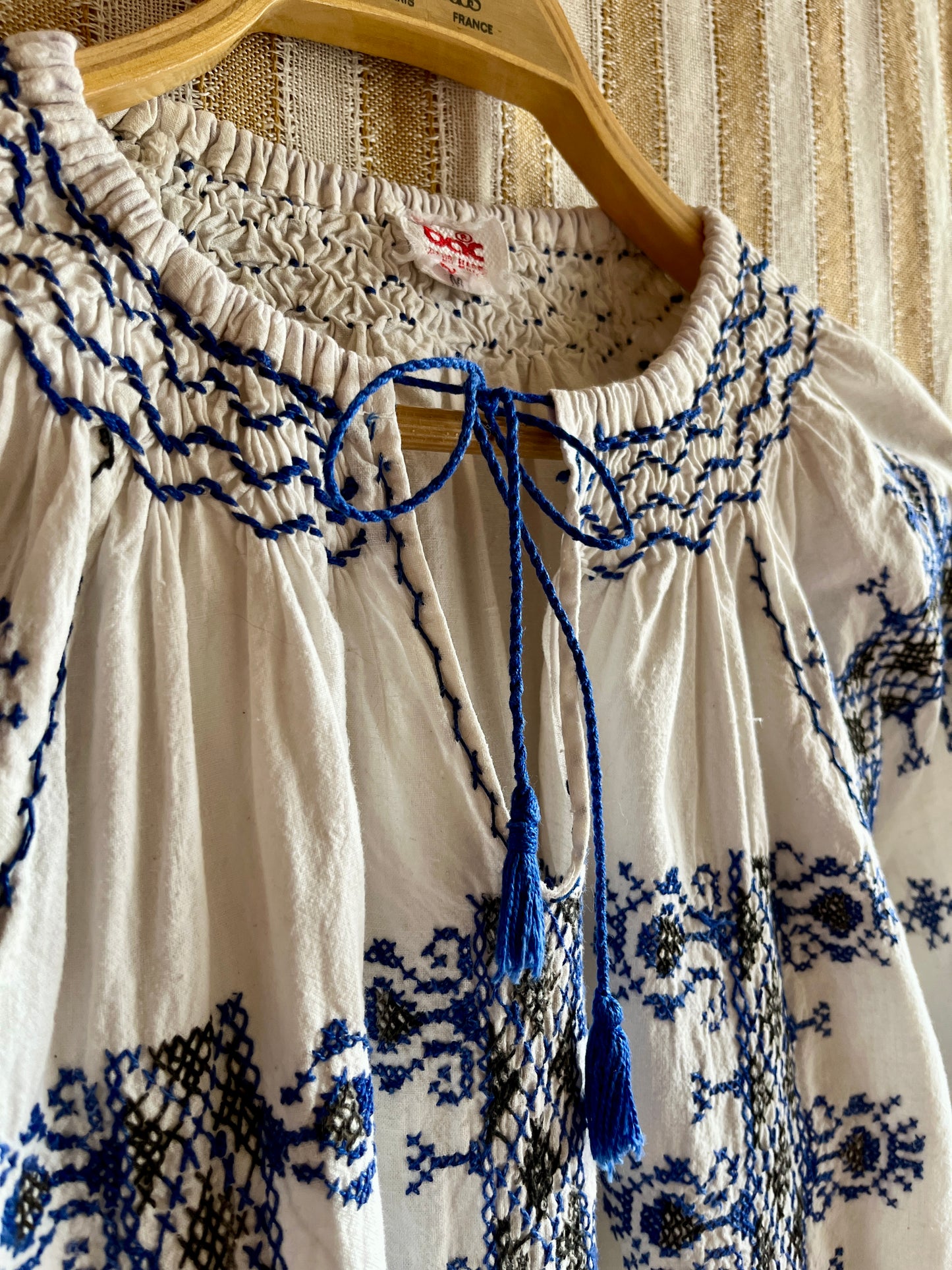 70s Vintage Romanian Folk Hand embroidered Blouse
