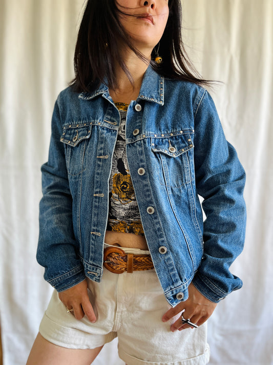 Vintage Arizona Studs 90s Cool kid Denim Jacket Vintage Teen Italian Street Style