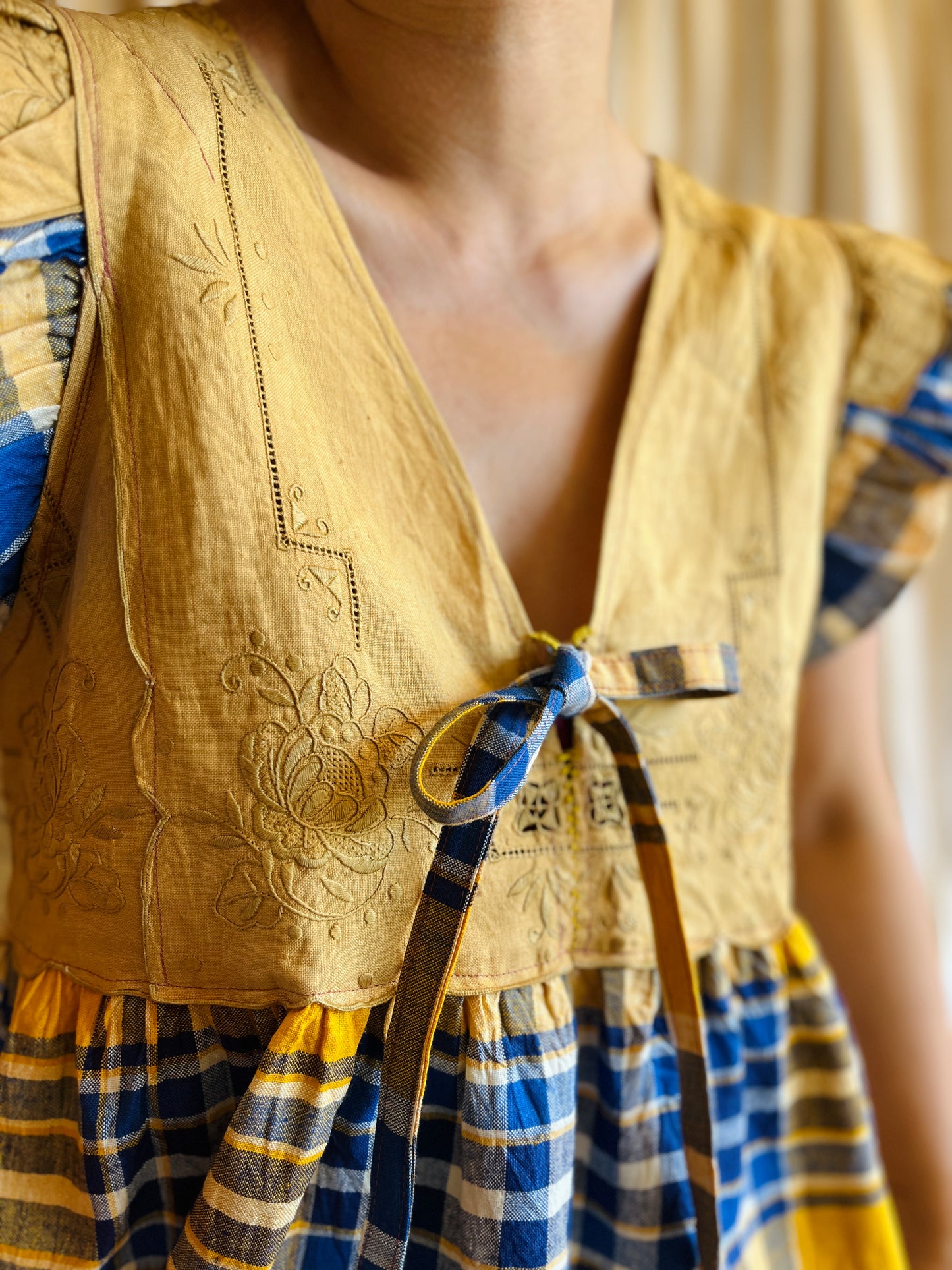 Passion Dyes - Gold gingham double ruffled Dolly