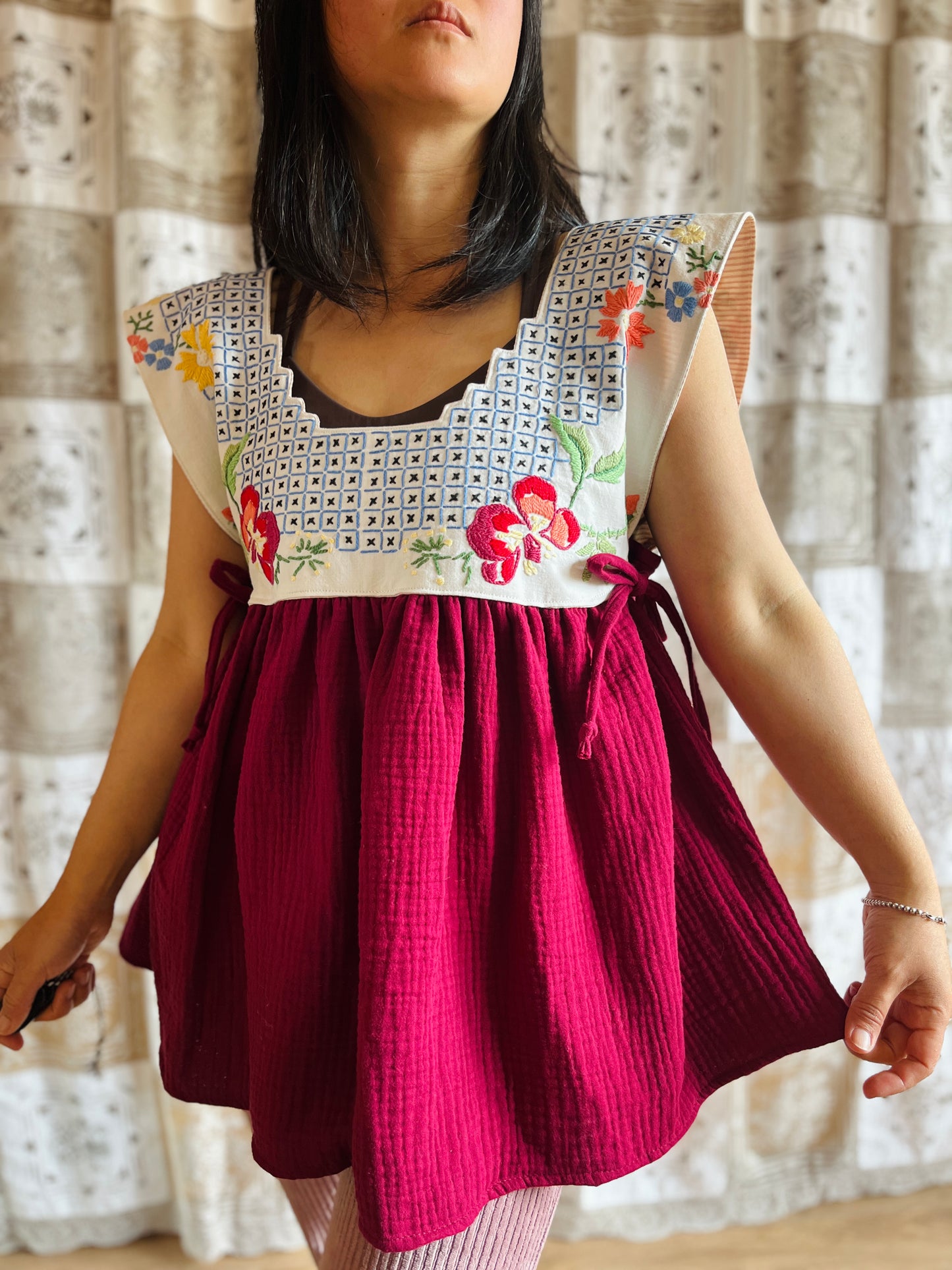 Baby doll tunic with side ties