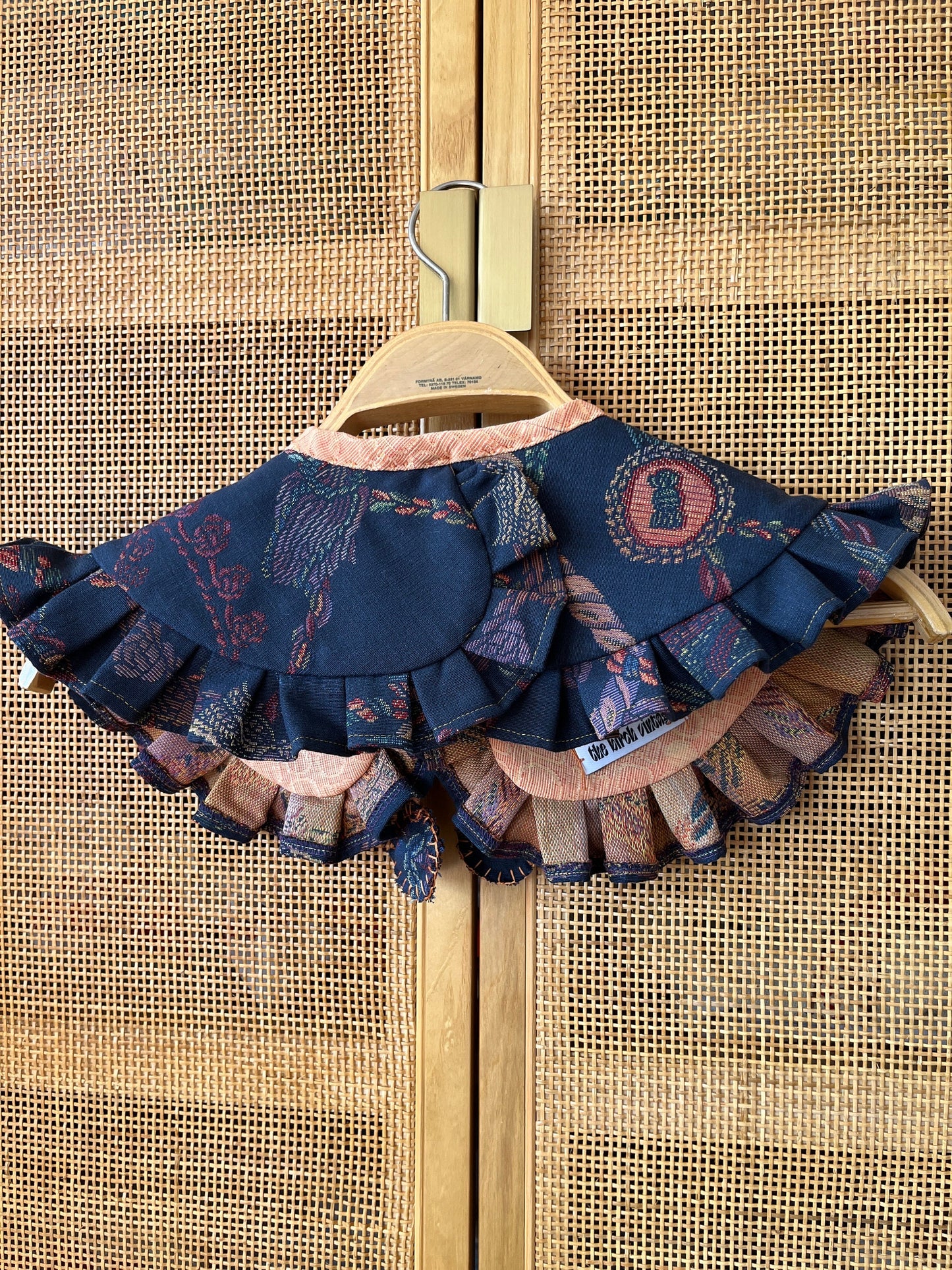 Vintage inspired Ruffled Detachable Collar - Made from Antique Tapestry Textiles