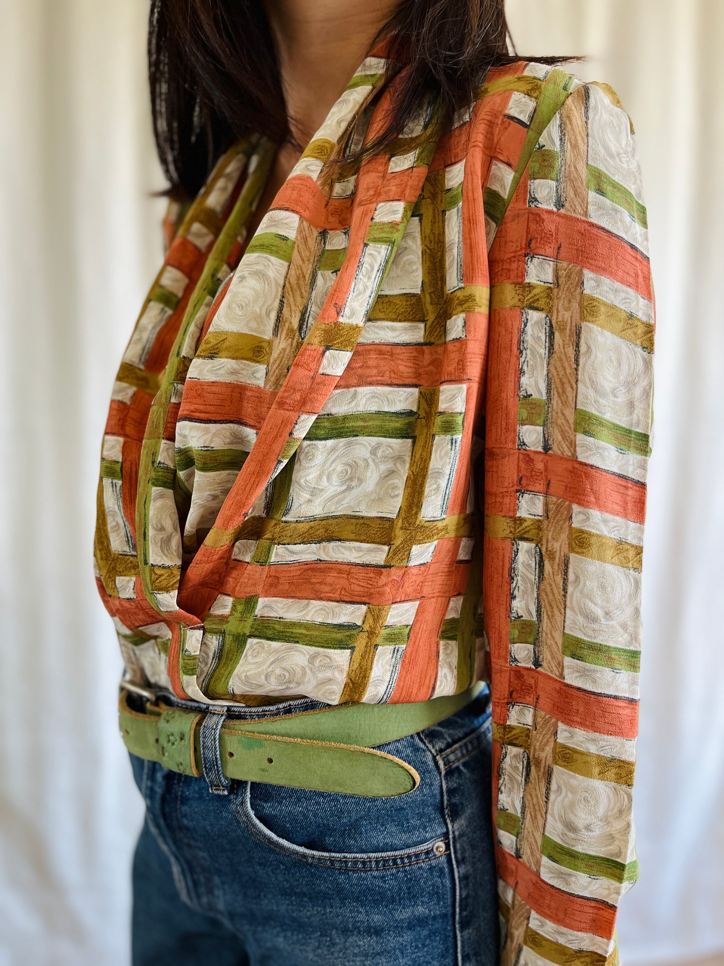 Secretary Blouse Open chest Viscose Top