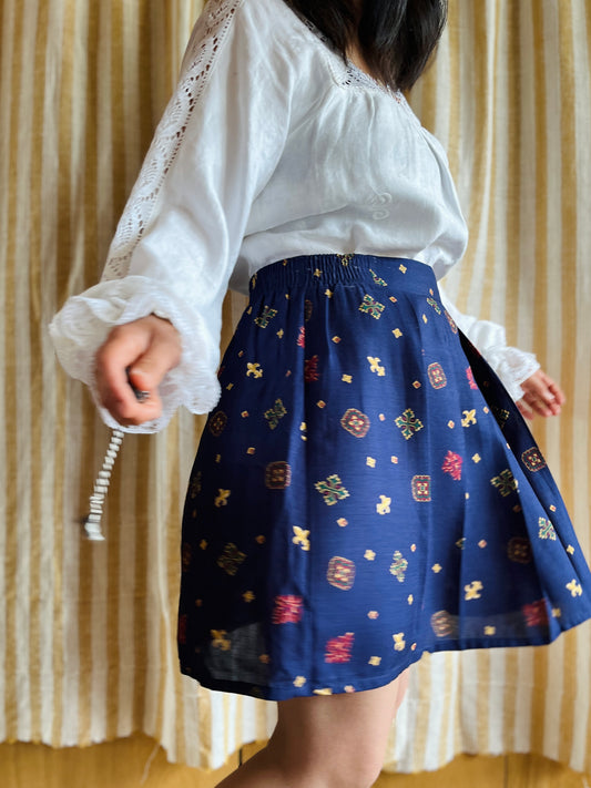 Vintage 90s Rayon Tennis Pleated Skirt
