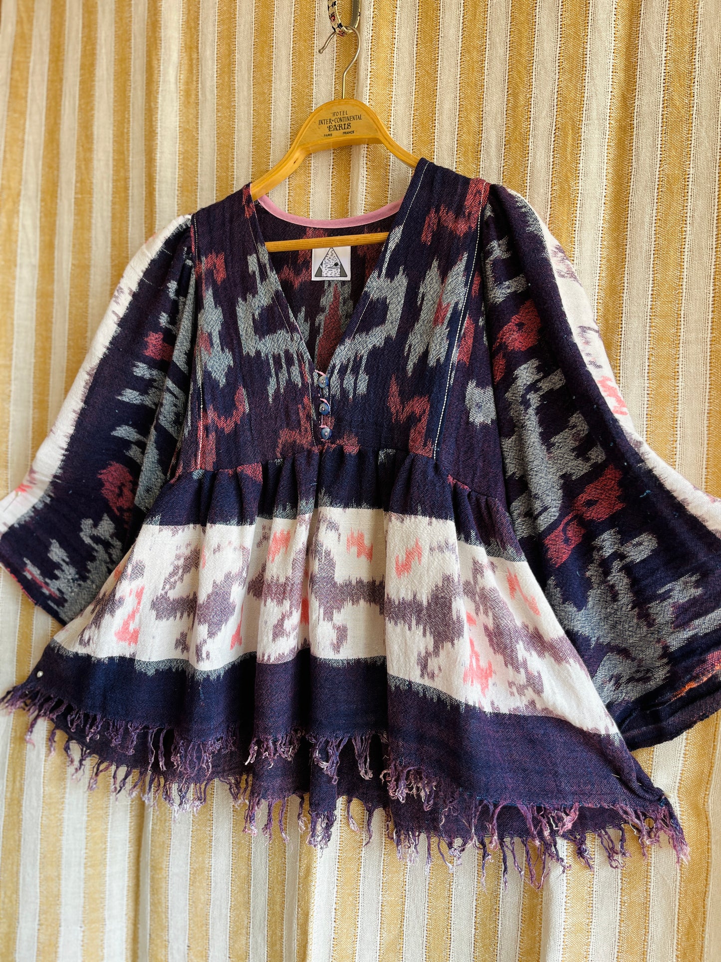 Vintage Batik Goddess Blouse with bracelet sleeves