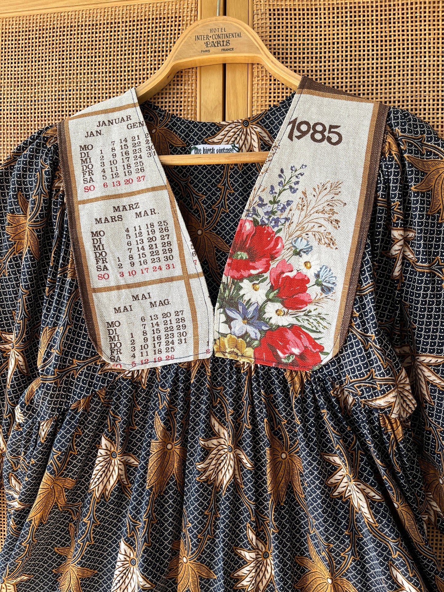 1985 Calendar Linen vintage batik Goddess Dress