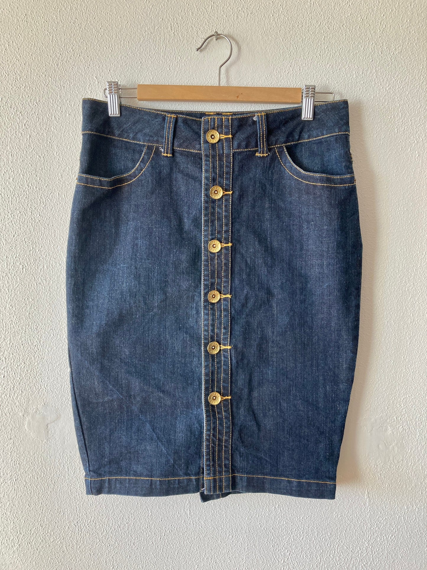 Vintage 90s High Waist Front button Denim Pencil skirt