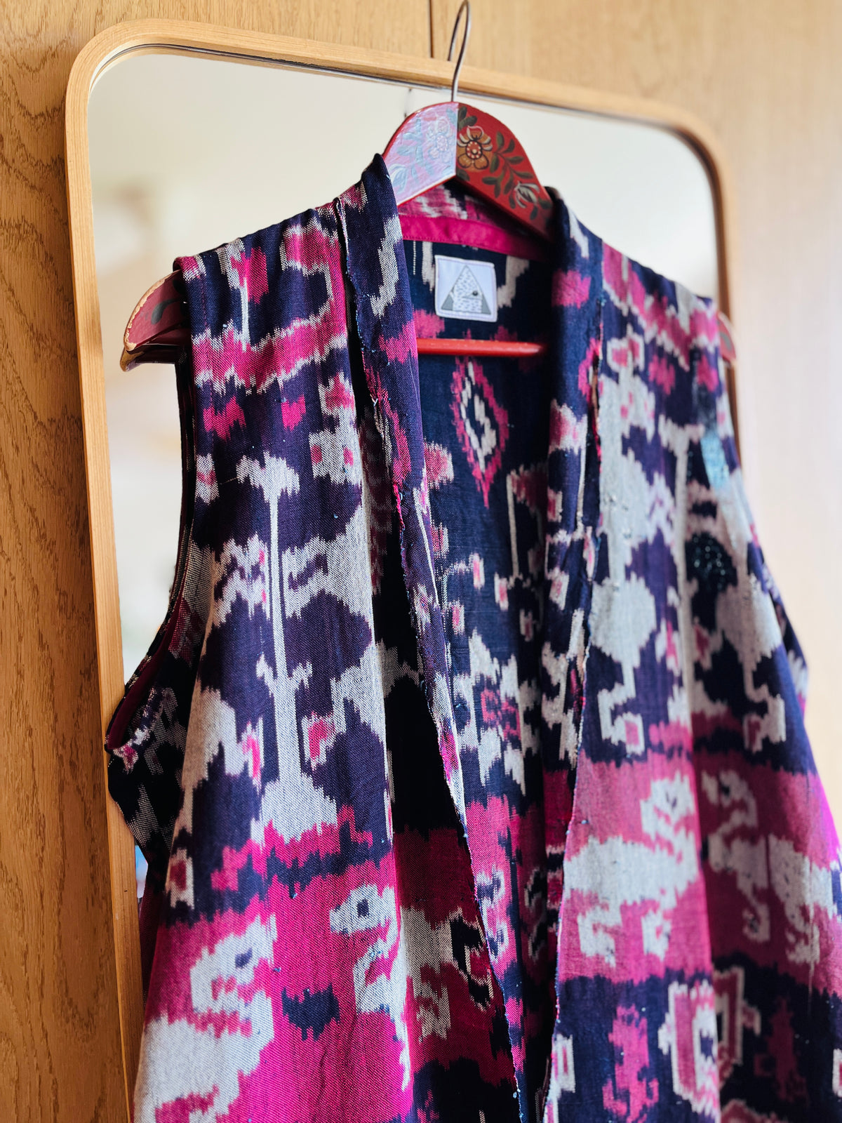 Vintage Ikat textile turns long vest