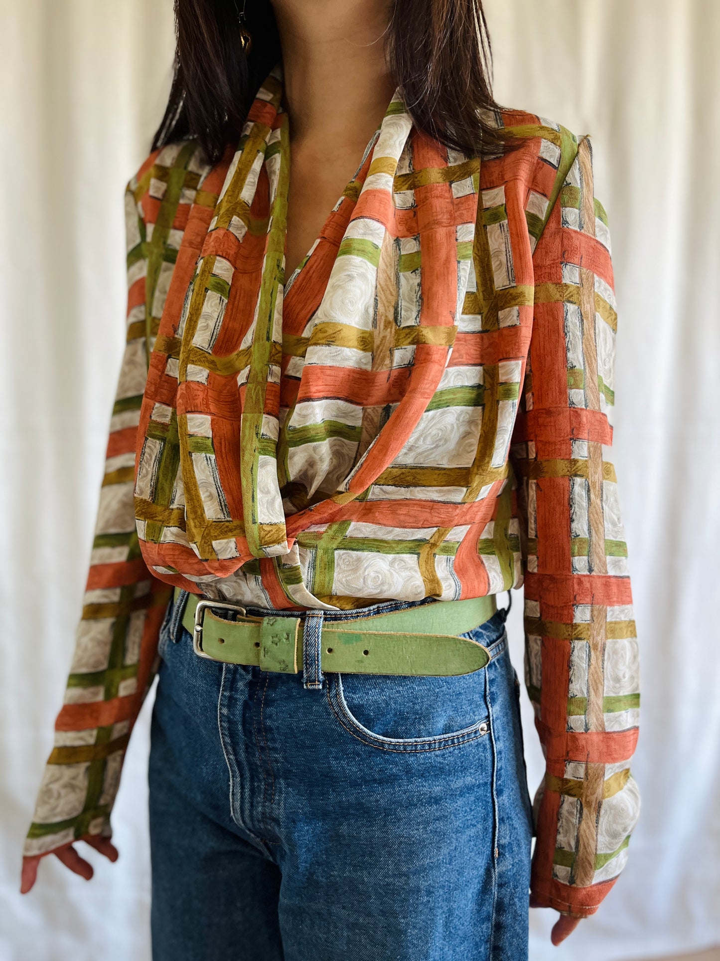 Secretary Blouse Open chest Viscose Top