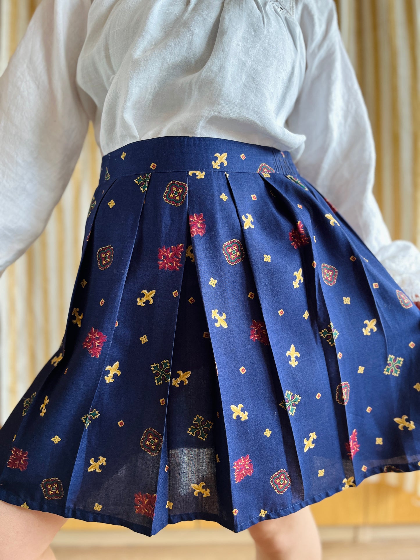 Vintage 90s Rayon Tennis Pleated Skirt
