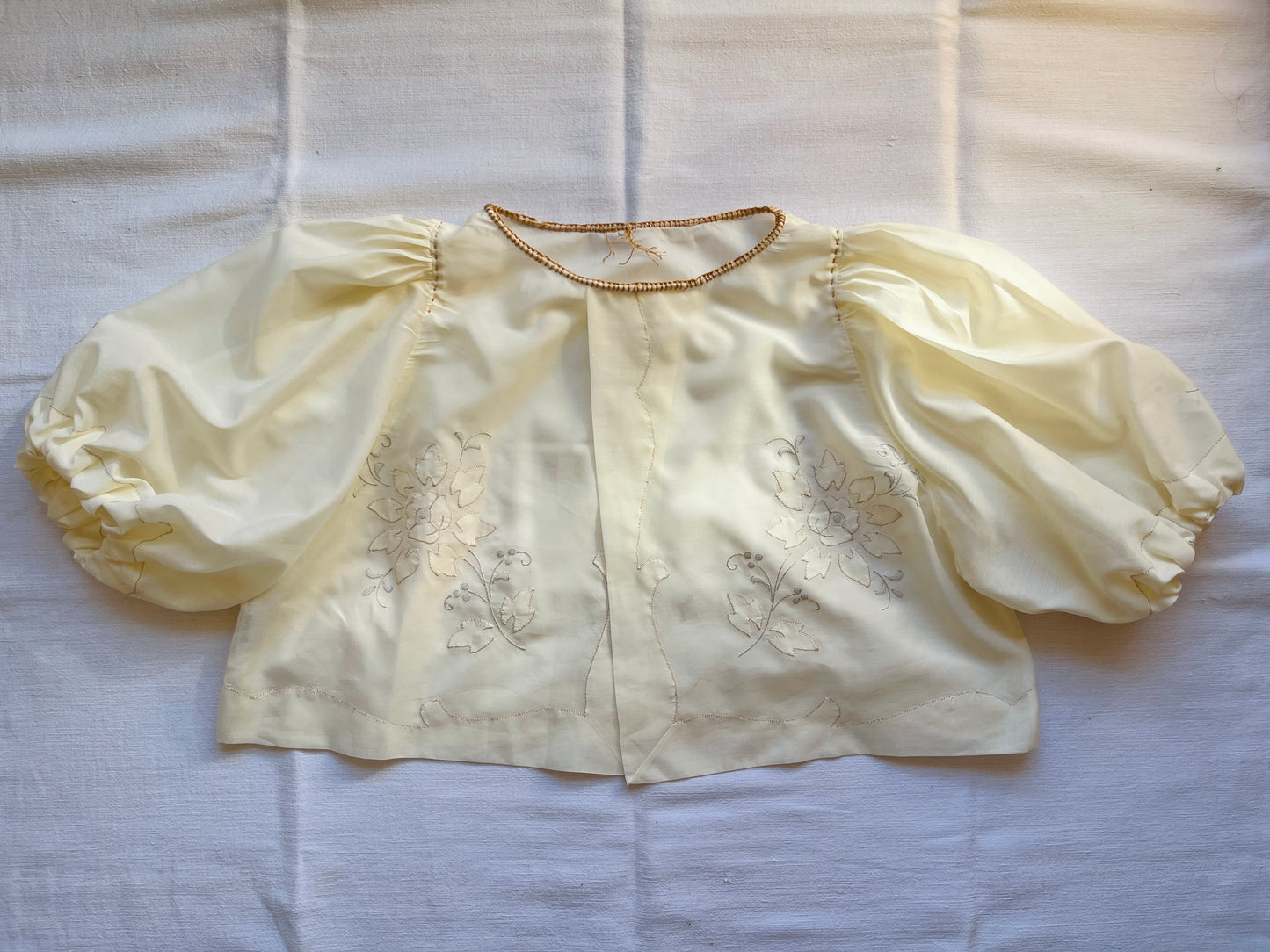 Repurpose See through Appliqué tablecloth turns Dolly Blouse