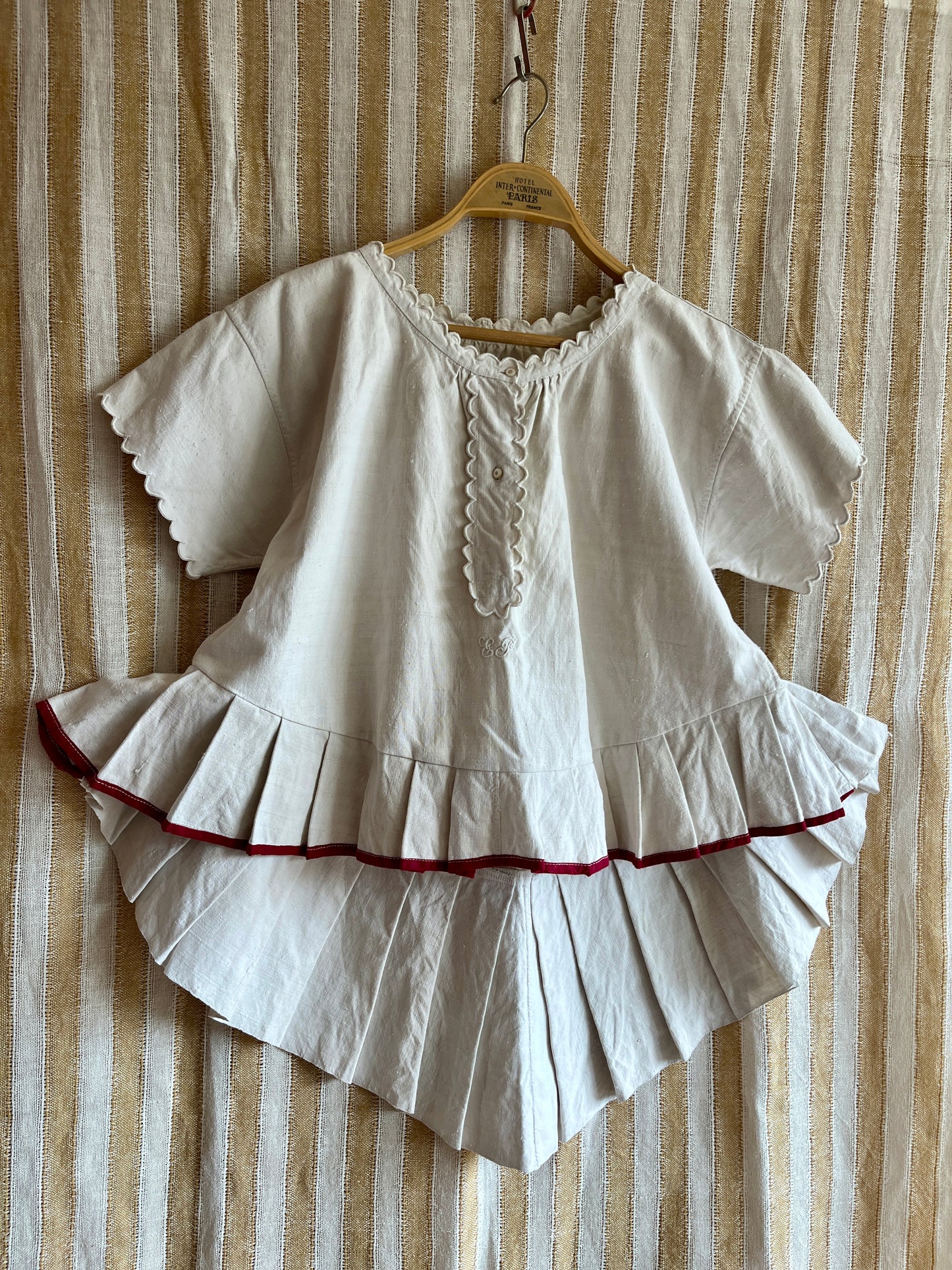 19th Century French Nightgown Turns pleated tunic