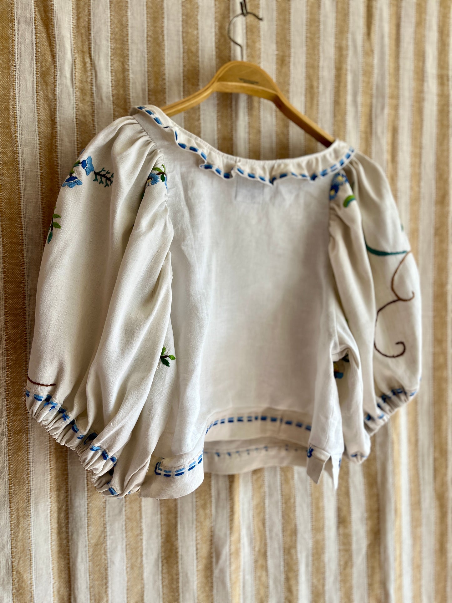 Nordic Floral Air Balloon Sleeves Cropped Top