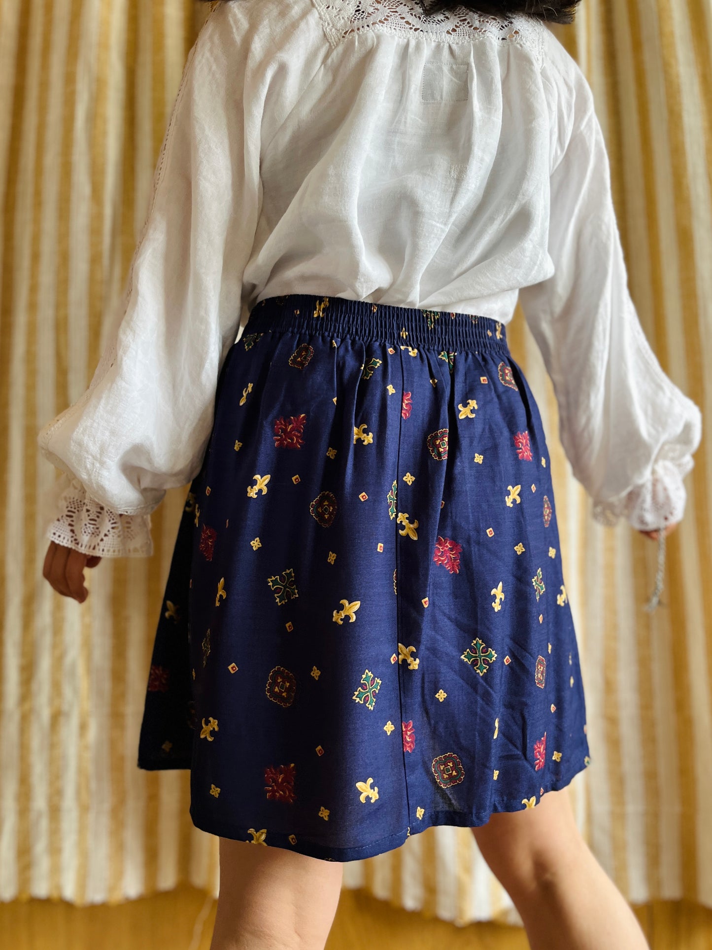 Vintage 90s Rayon Tennis Pleated Skirt