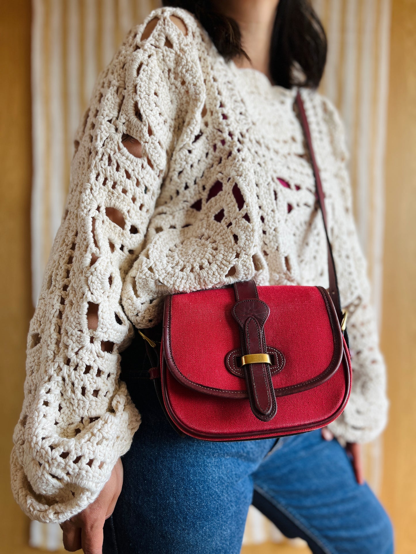 RARE Red Canvas R51 Marble Crossbody Bag