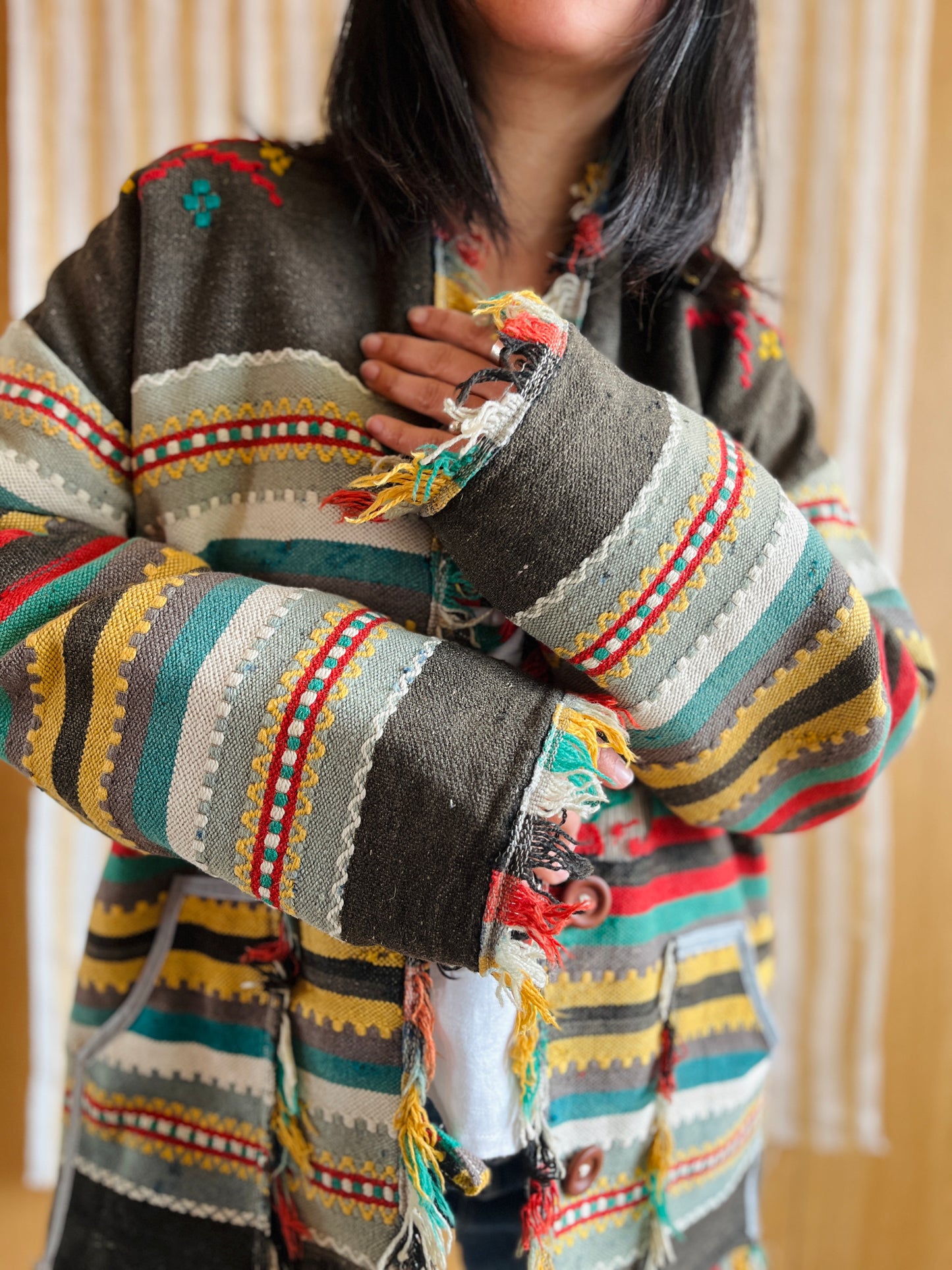 Antique Turkish Kilim Rug turns Jacket