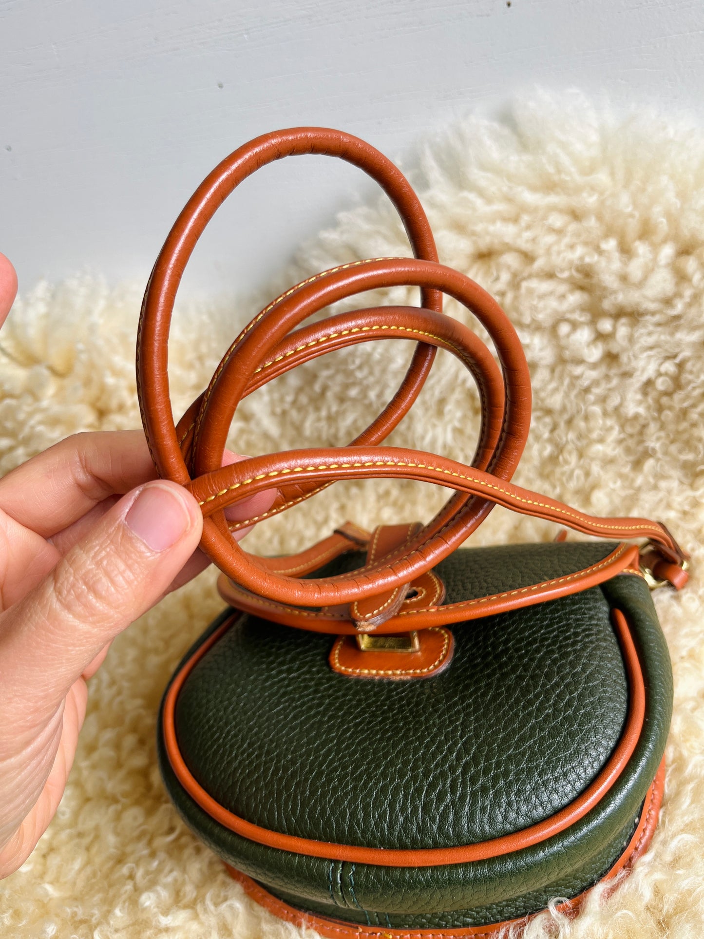 1990s Forest Green British Tan Mini Flap Bag