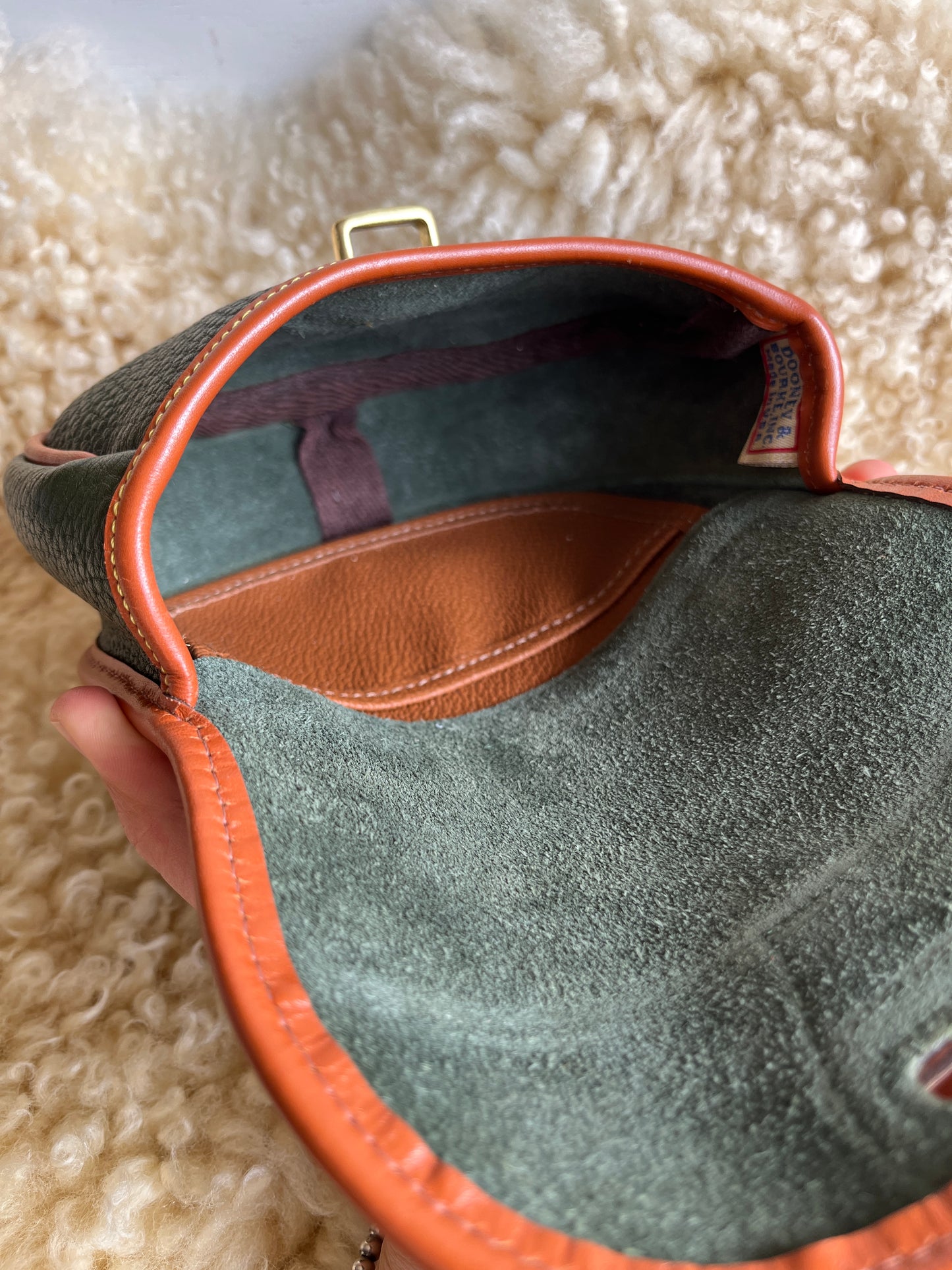 1990s Forest Green British Tan Mini Flap Bag