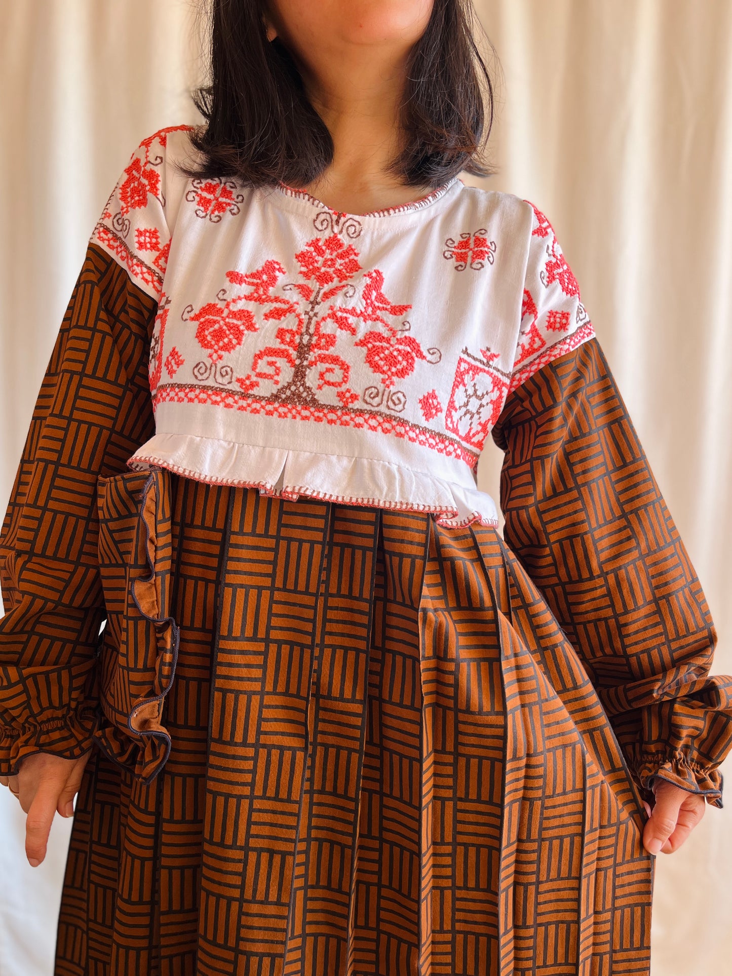 Birdies pleated long dress with ties