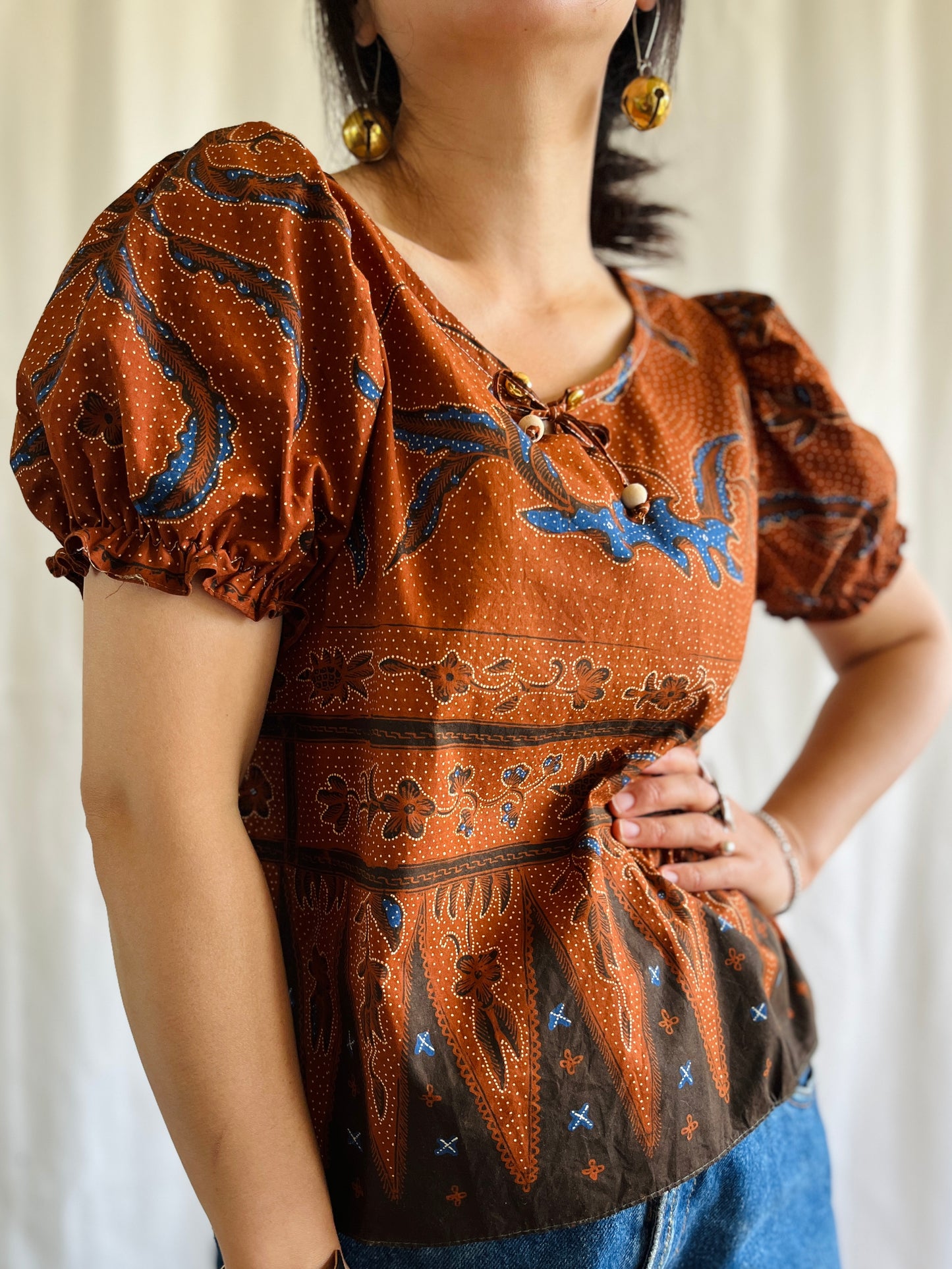 ✨Vintage Batik Puffed Sleeve Tee