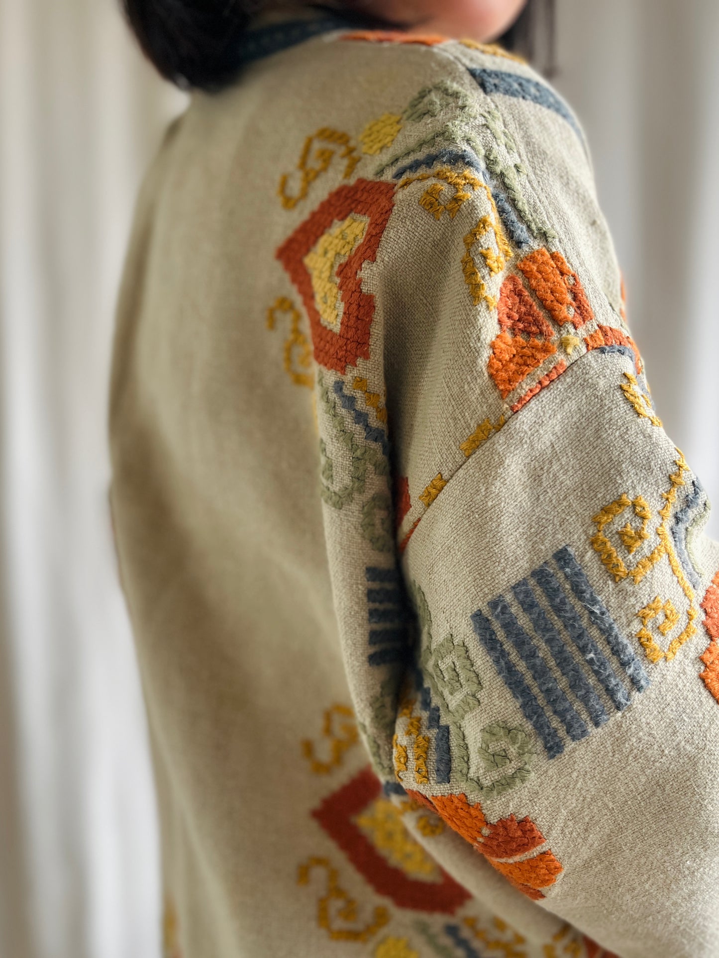 🎴 The witch coat II - Wool and Heavy linen embroidery Kimono