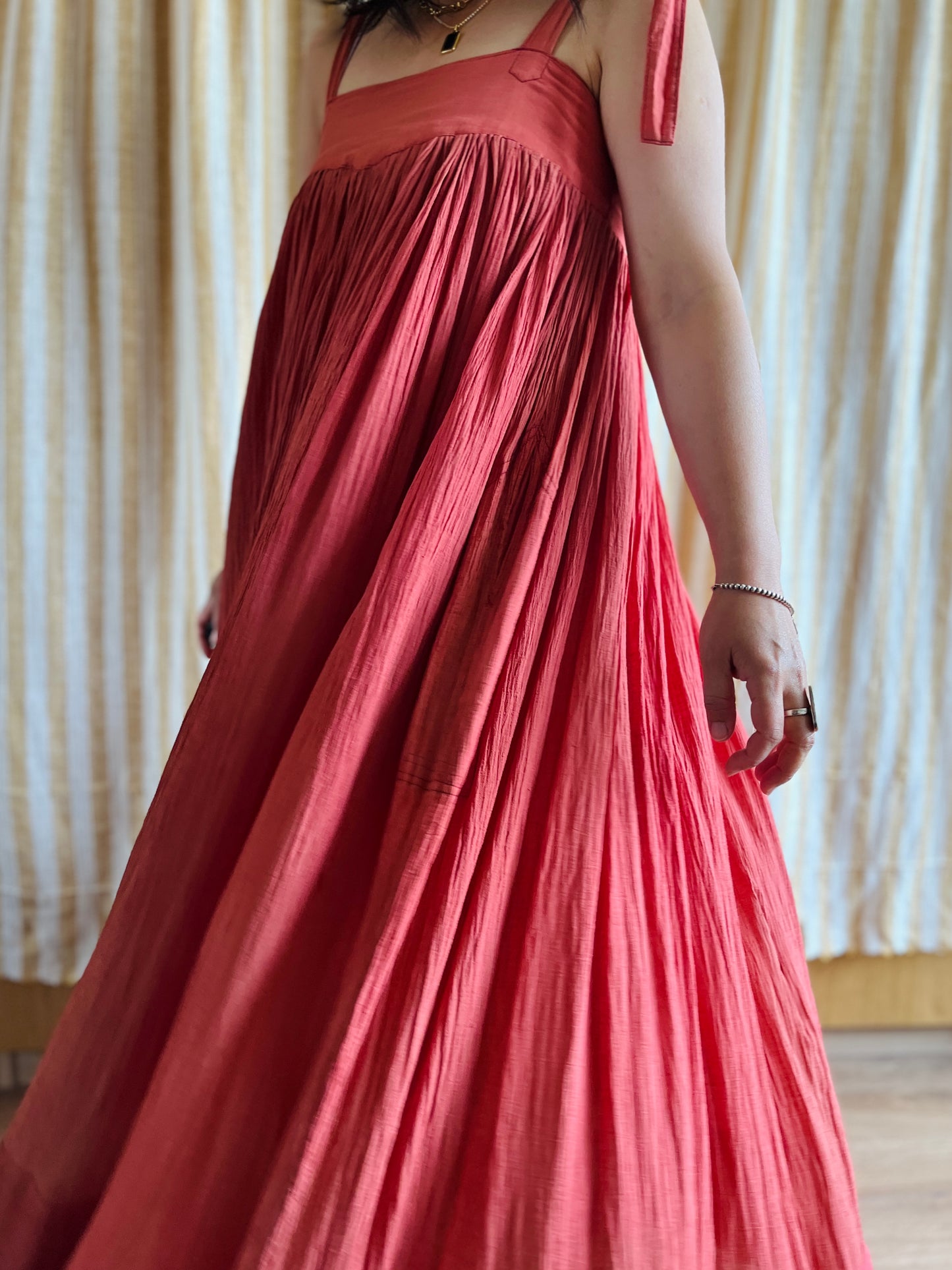 Torrid Coral Pink 70s cheesecloth full circle sundress