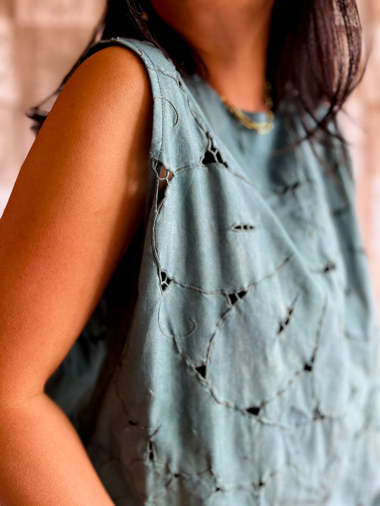 Cut work forest dress