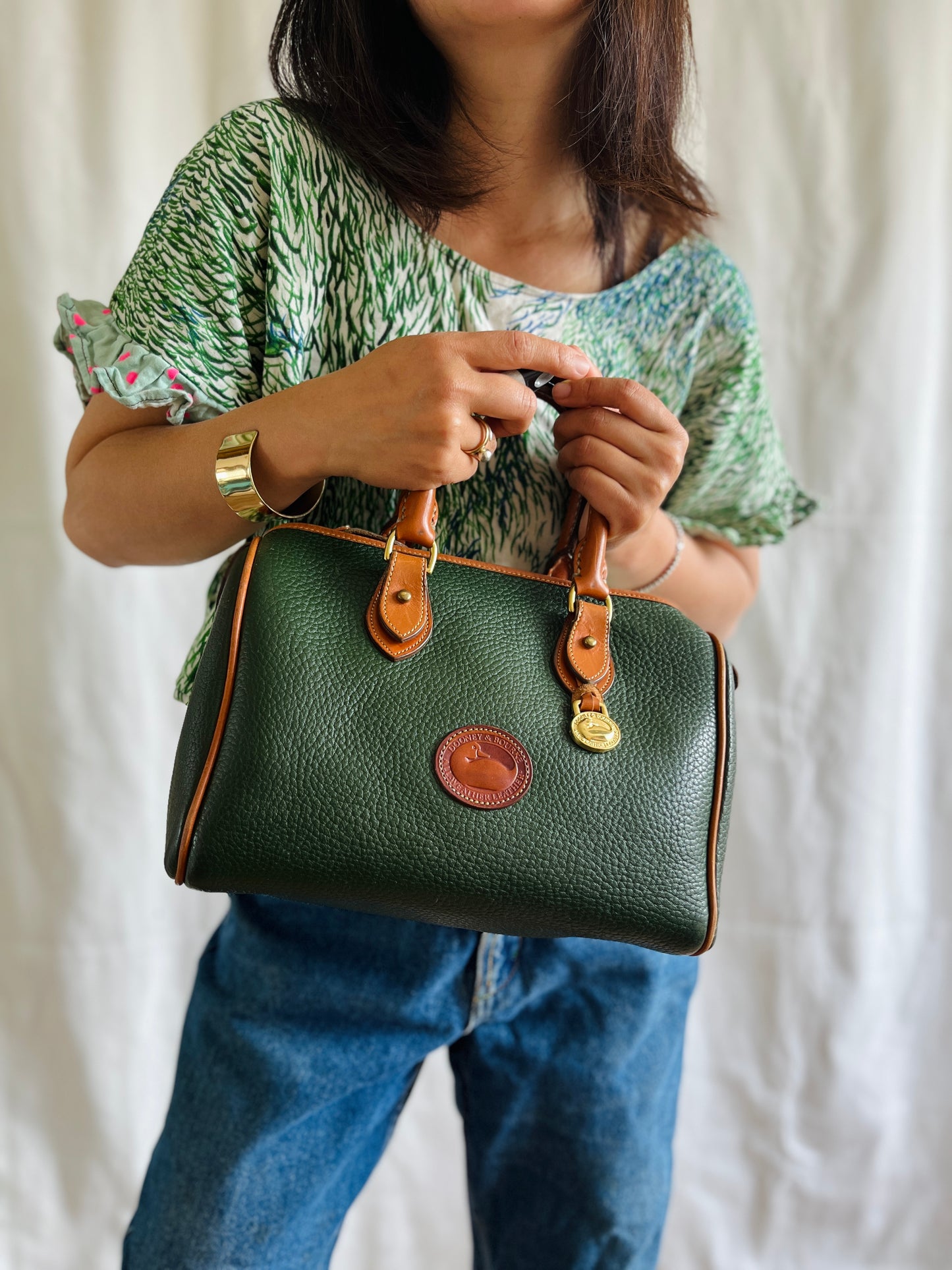 Fir Green/British Tan R28 Top Handle Speedy Doctor's Bag Satchel