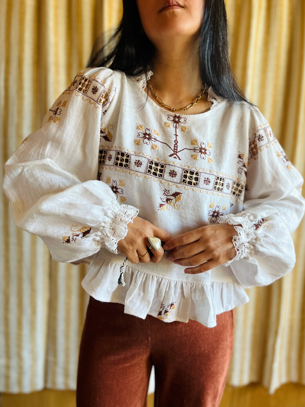 Lagartera Embroidered goddess blouse