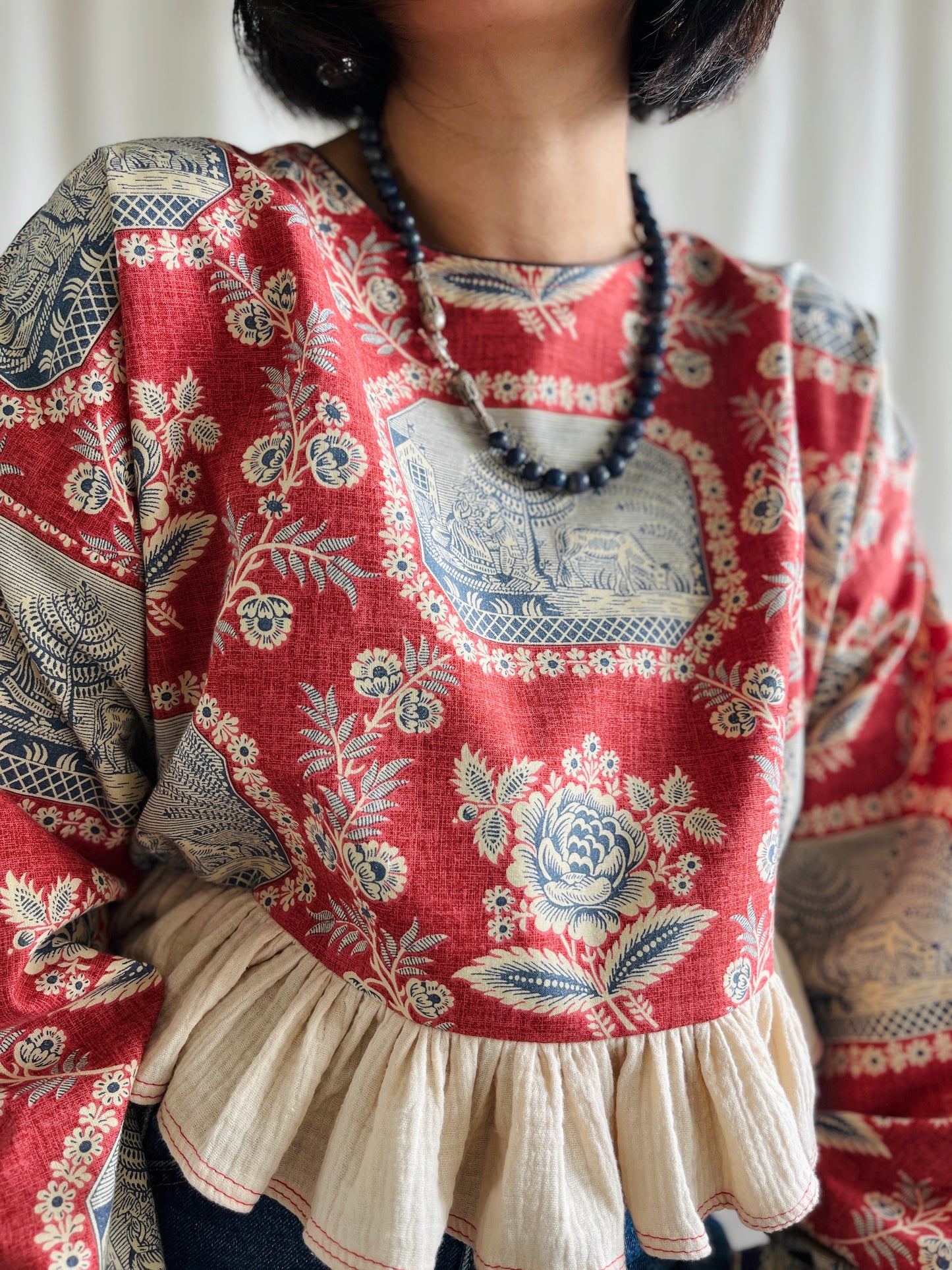 🏵️ Antique French Textile Dolly Top