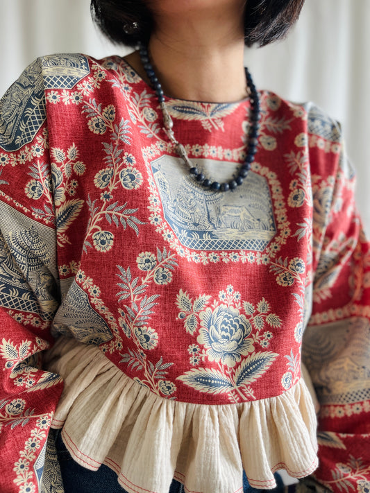 🏵️ Antique French Textile Dolly Top