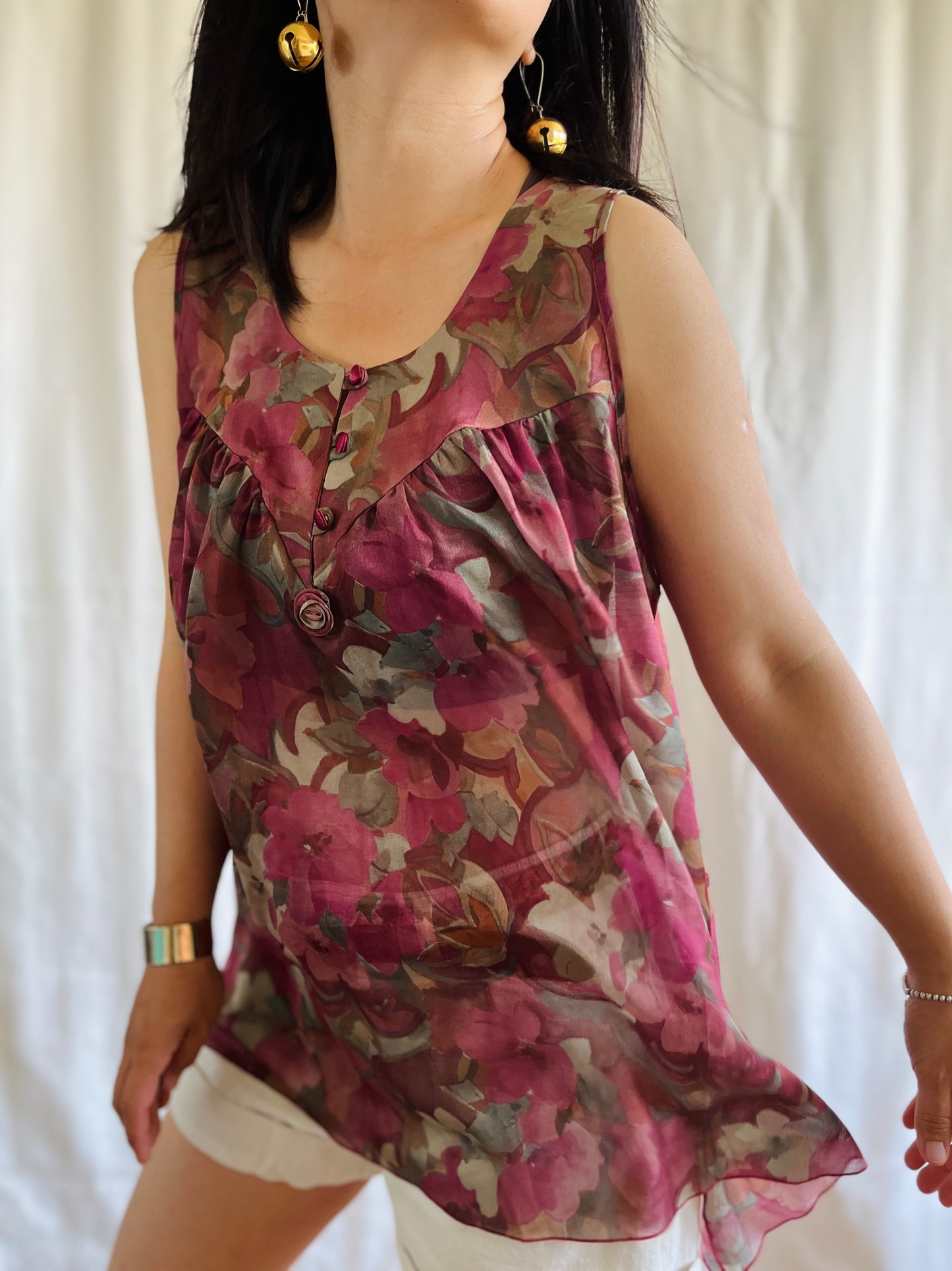 Vintage 90s Romantic floral See through Tank Top